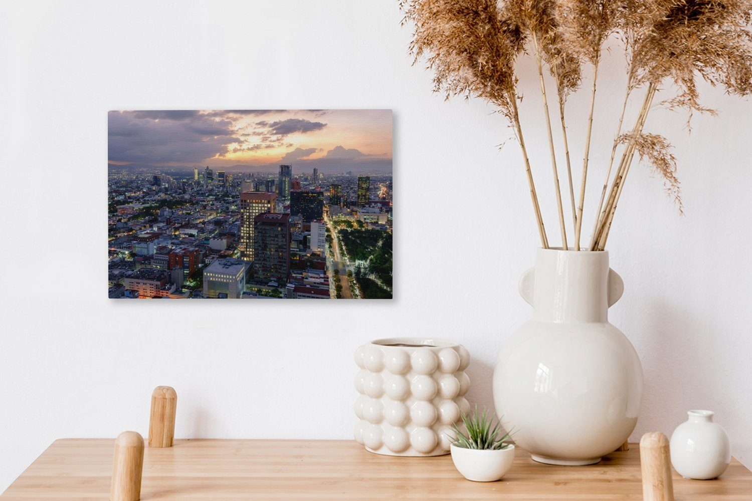 OneMillionCanvasses® Leinwandbild Skyline cm Mexiko-Stadt, Leinwandbilder, von Aufhängefertig, (1 Wanddeko, 30x20 Wandbild St)