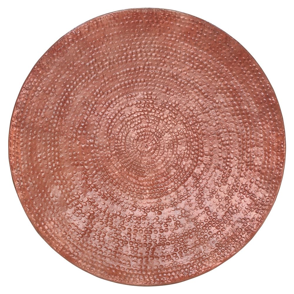 WOMO-DESIGN Couchtisch Beistelltisch für Wohnzimmer Orientalischer Wohnzimmertisch Rund Tisch, Kupfer Ø90x37cm Unikat Hammerschlag-Optik Handgefertigt Rund Aluminium