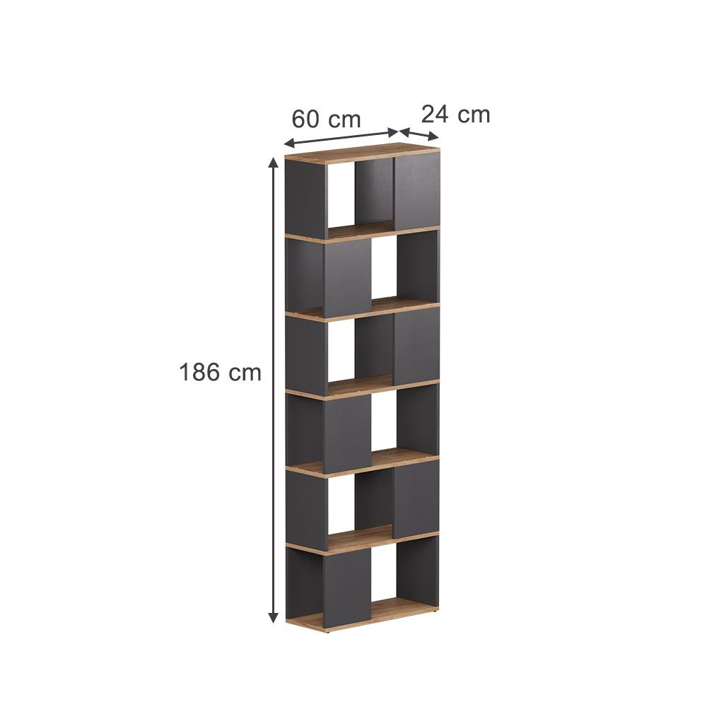 Vicco Raumteiler Eneos, Anthrazit/Goldkraft Eiche, 60 günstig online kaufen