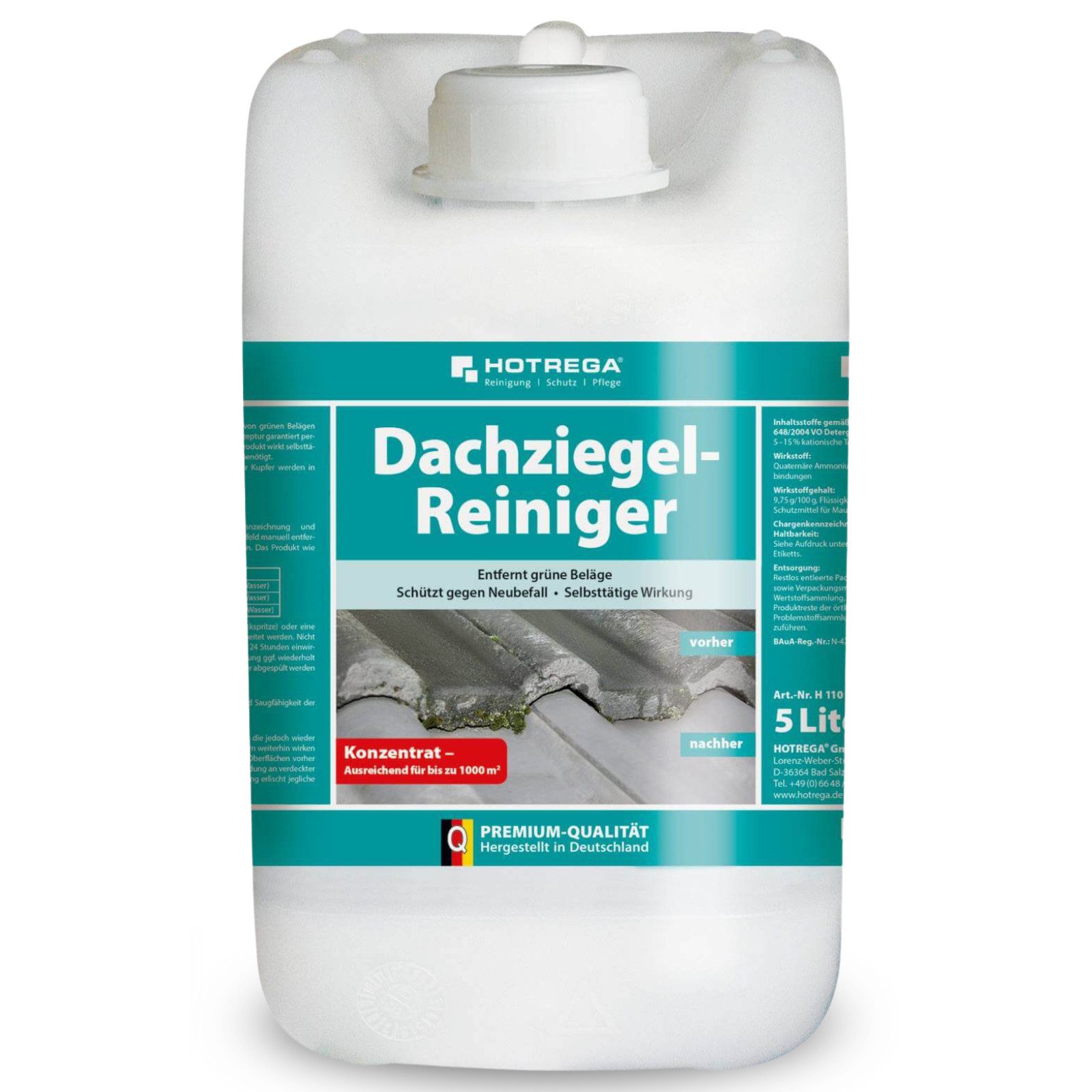 HOTREGA® Dachziegel Reiniger Grünbelagentferner Steinreiniger Dachreiniger 5L Universalreiniger