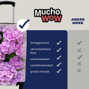 MuchoWow Handgepäckkoffer Blumen - Hortensie - Strauch - Rosa - Blütenblätter, 4 Rollen, Reisetasche mit rollen, Handgepäck für Ferien, Trolley, Reisekoffer