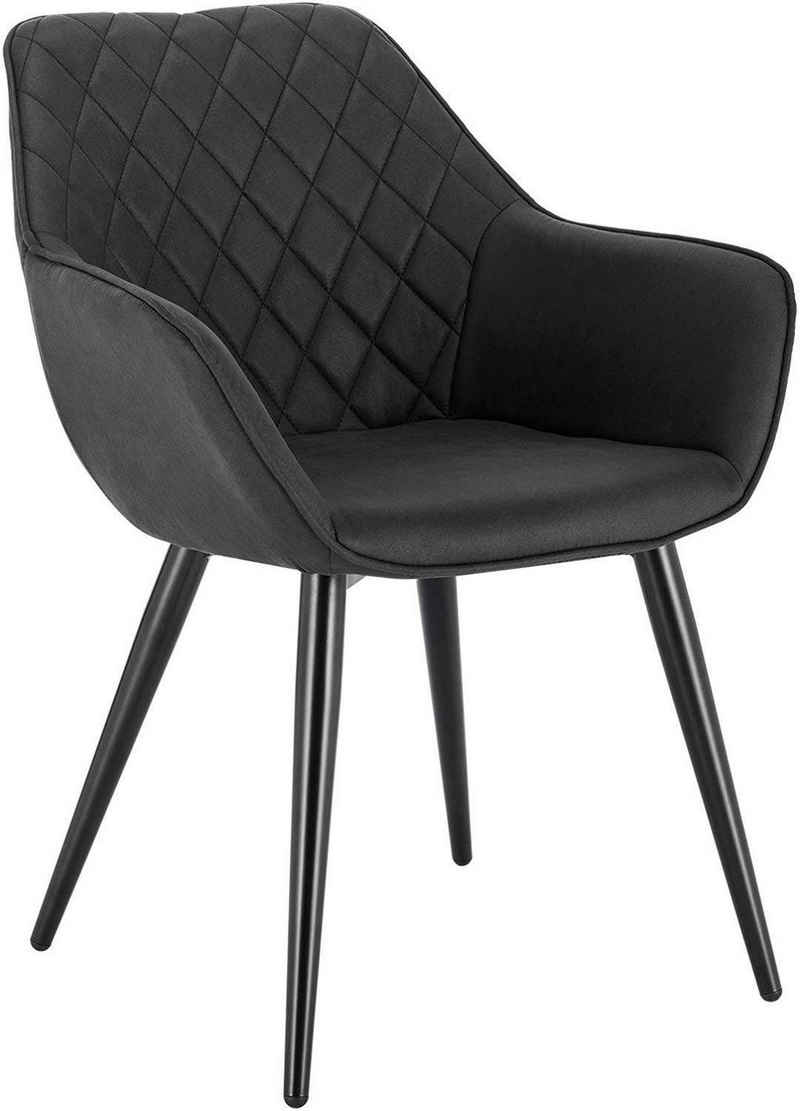 Woltu Esszimmerstuhl (1 St), Polsterstuhl mit Armlehen, Design Stuhl Metall