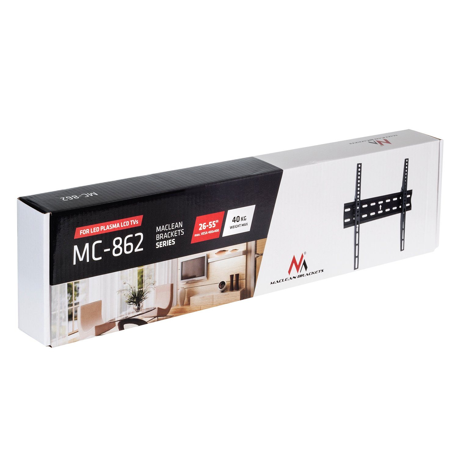 Maclean TV-Wandhalterung MC-862, (bis 55,00 Zoll, Ultra Slim TV Wandhalterung 26-55" bis 40kg)