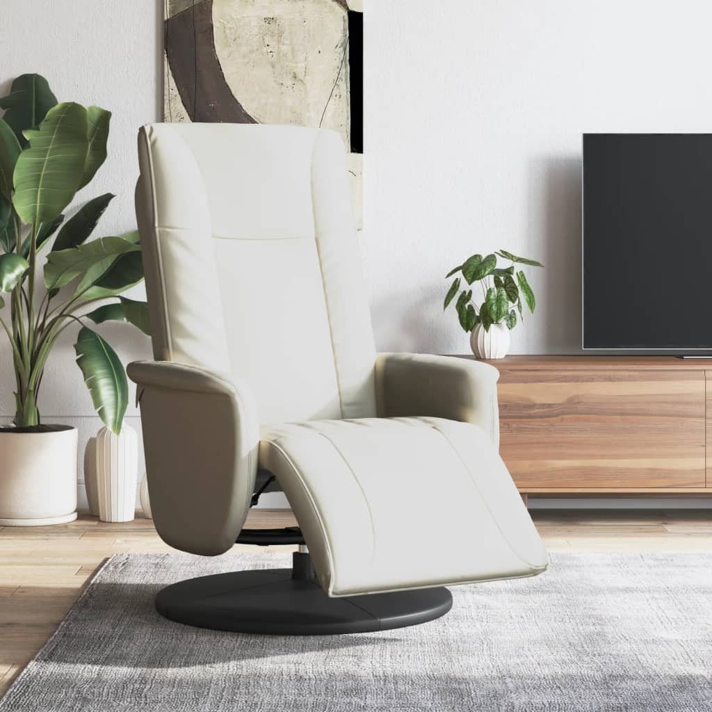vidaXL Sessel Relaxsessel mit Fußteil Creme Kunstleder (1-St)