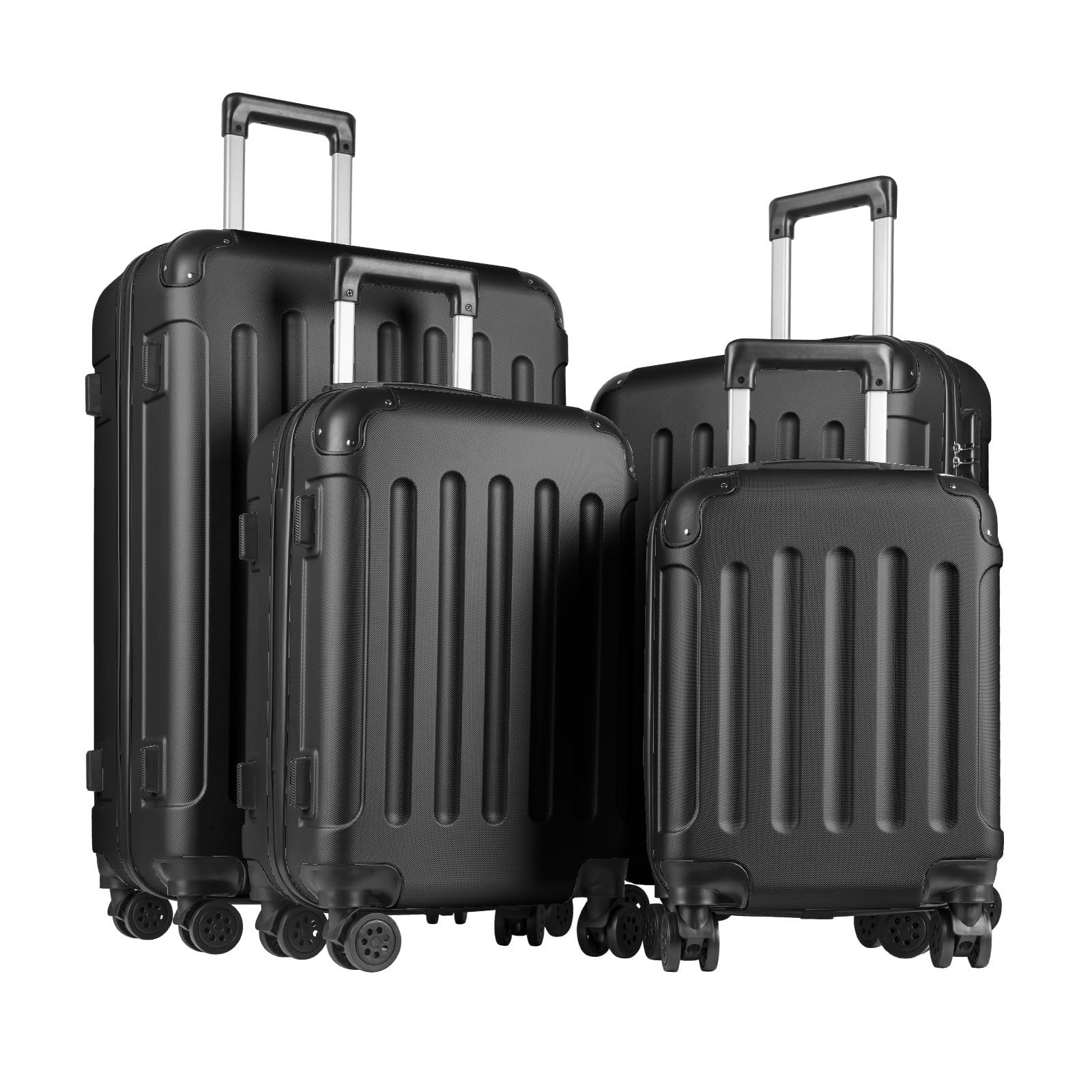 yonsly Kofferset Reisekoffer 4er Set Hartschalenkoffer Trolley S-M-L-XL-Set, 4 Rollen, (mit 360° Rollen, Sicherheitsschloss & 210D-Futter, 4 tlg), 4 Trolleys aus robustem ABS-Kunststoff