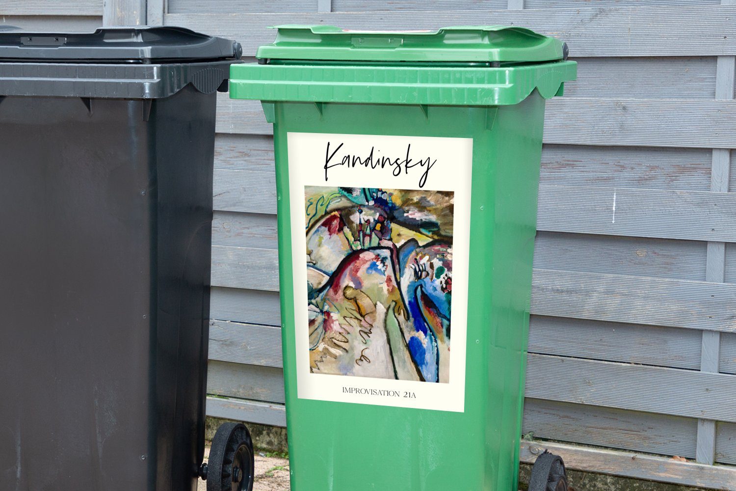 St), - Kunst Sticker, Abfalbehälter Wandsticker Container, MuchoWow - Improvisation 21A Mülltonne, (1 Mülleimer-aufkleber, Kandinsky