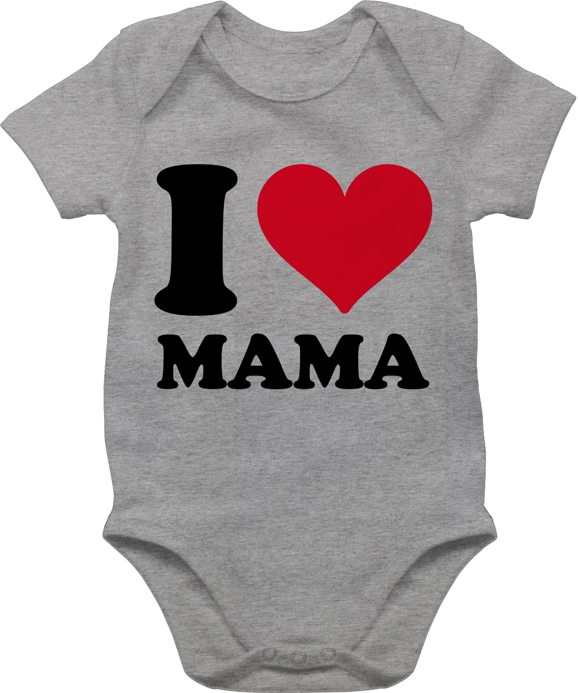 meliert Grau Shirtbody Mama (1-tlg) Shirtracer Muttertagsgeschenk Love 2 I