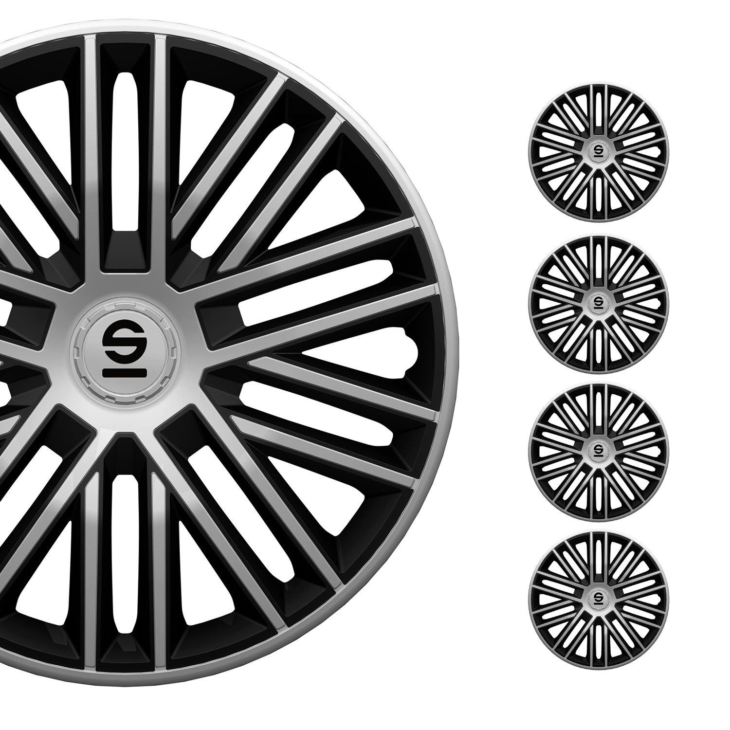OMAC Radkappen Sparco 14 Zoll Roma Silber Grau 4tlg, (4-St) Einfache Installation, Haltbar