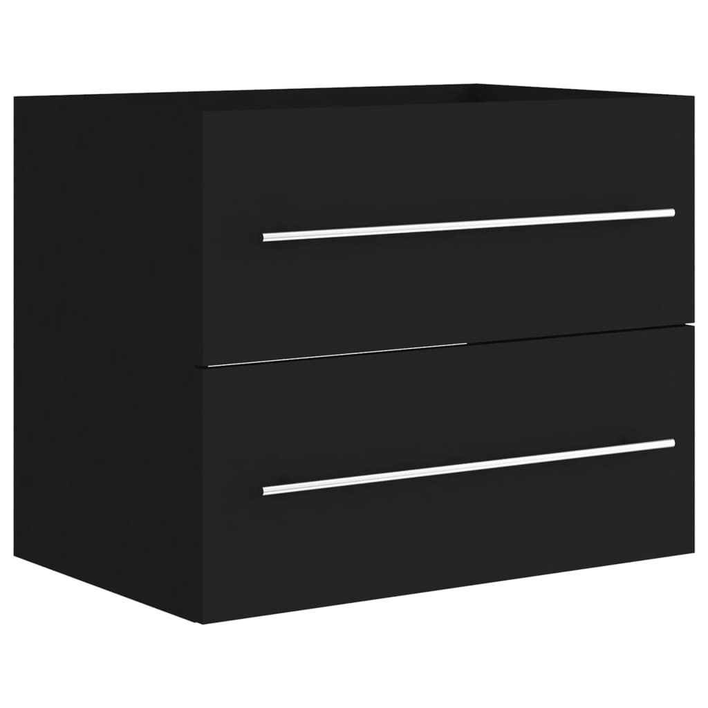 vidaXL Badezimmer-Set Waschbeckenunterschrank Schwarz 60x38,5x48 cm günstig online kaufen