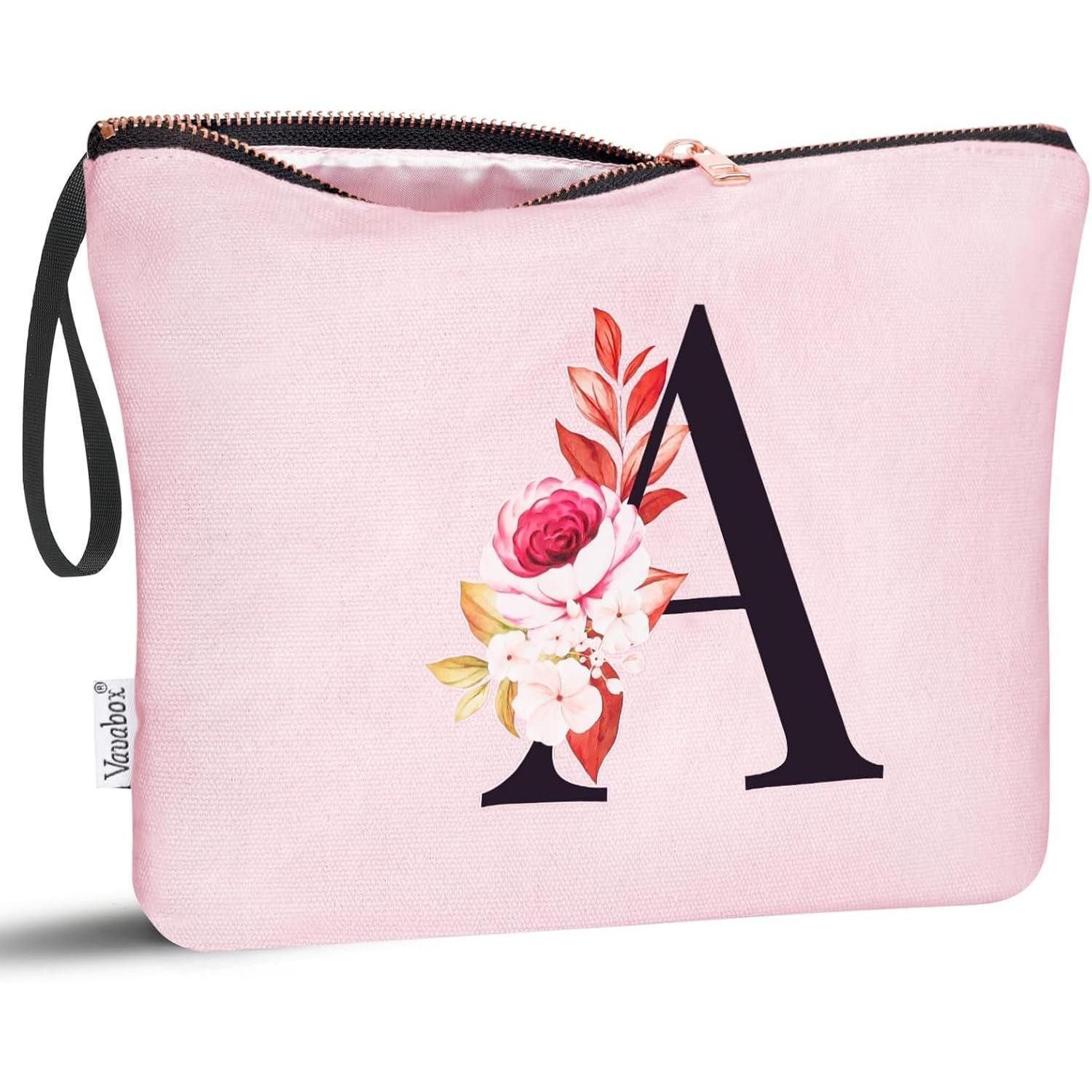 LuxusKollektion Kosmetiktasche Kosmetiktasche personalisierte AZ Frauen Brautjungfern Pink A