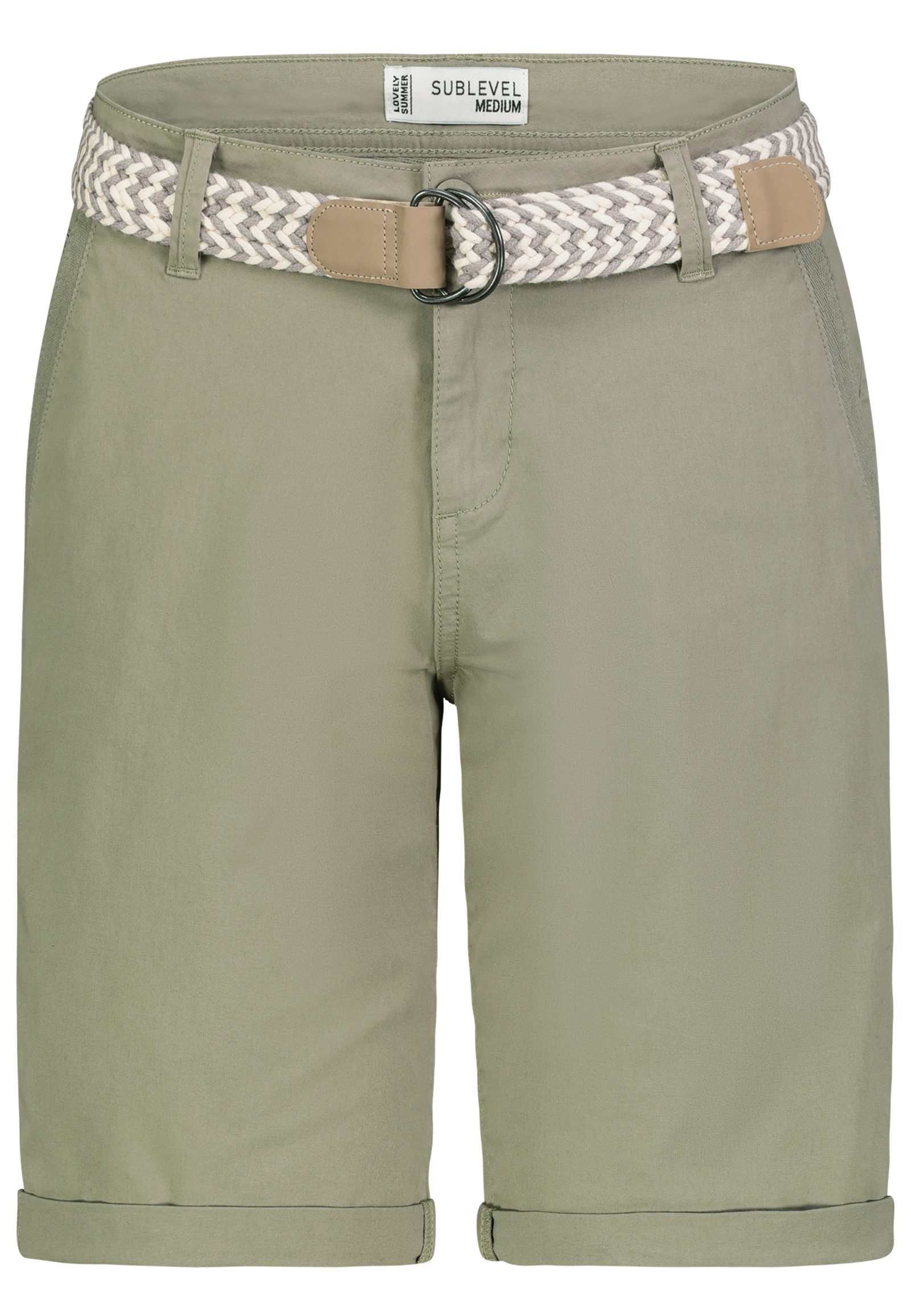 SUBLEVEL Bermudas Damen Short Bermuda kurze Hose Sommer Chino Stoff Hose mit Gürtel – Bild 5 von 5