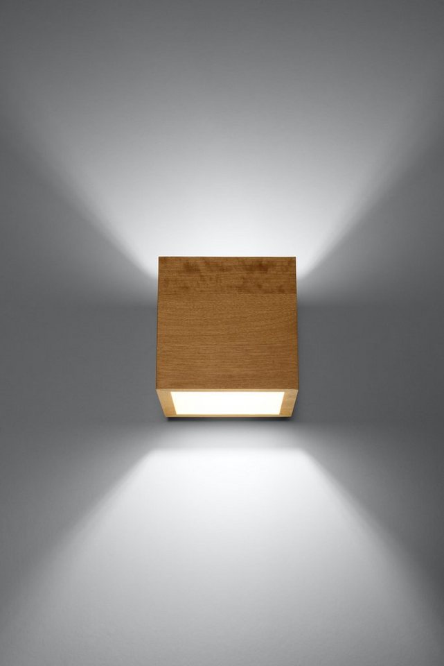 SOLLUX lighting Wandleuchte Wandlampe Wandleuchte QUAD Natural Holz, 1x G9,  ca. 10x12x10 cm, geeignet für Leuchtmittel G9 max. 40 Watt