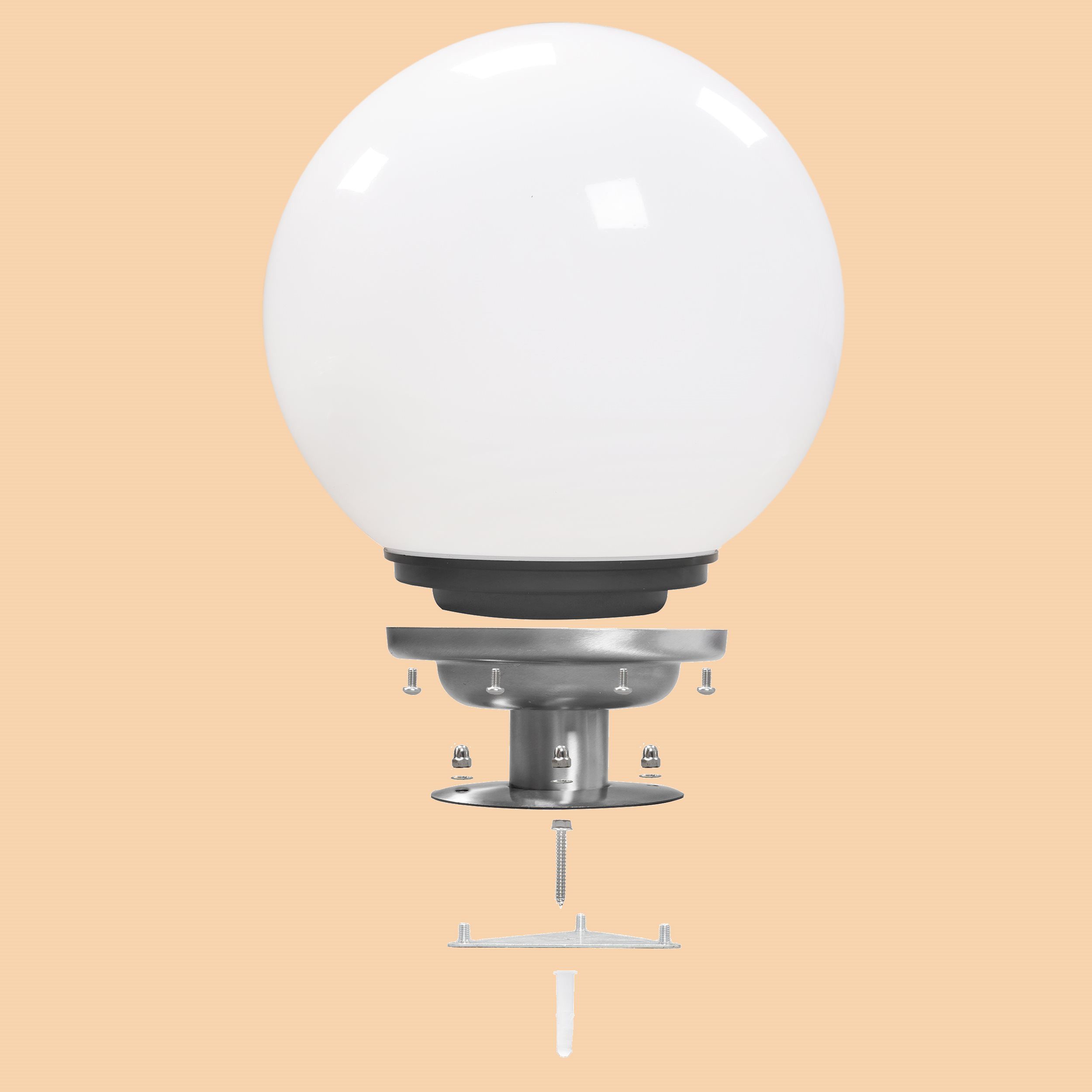 esotec LED Kugelleuchte Solarkugel mit Edelstahl-Standfuß ⌀30cm CCT 3 Lichtfarben außen 102636