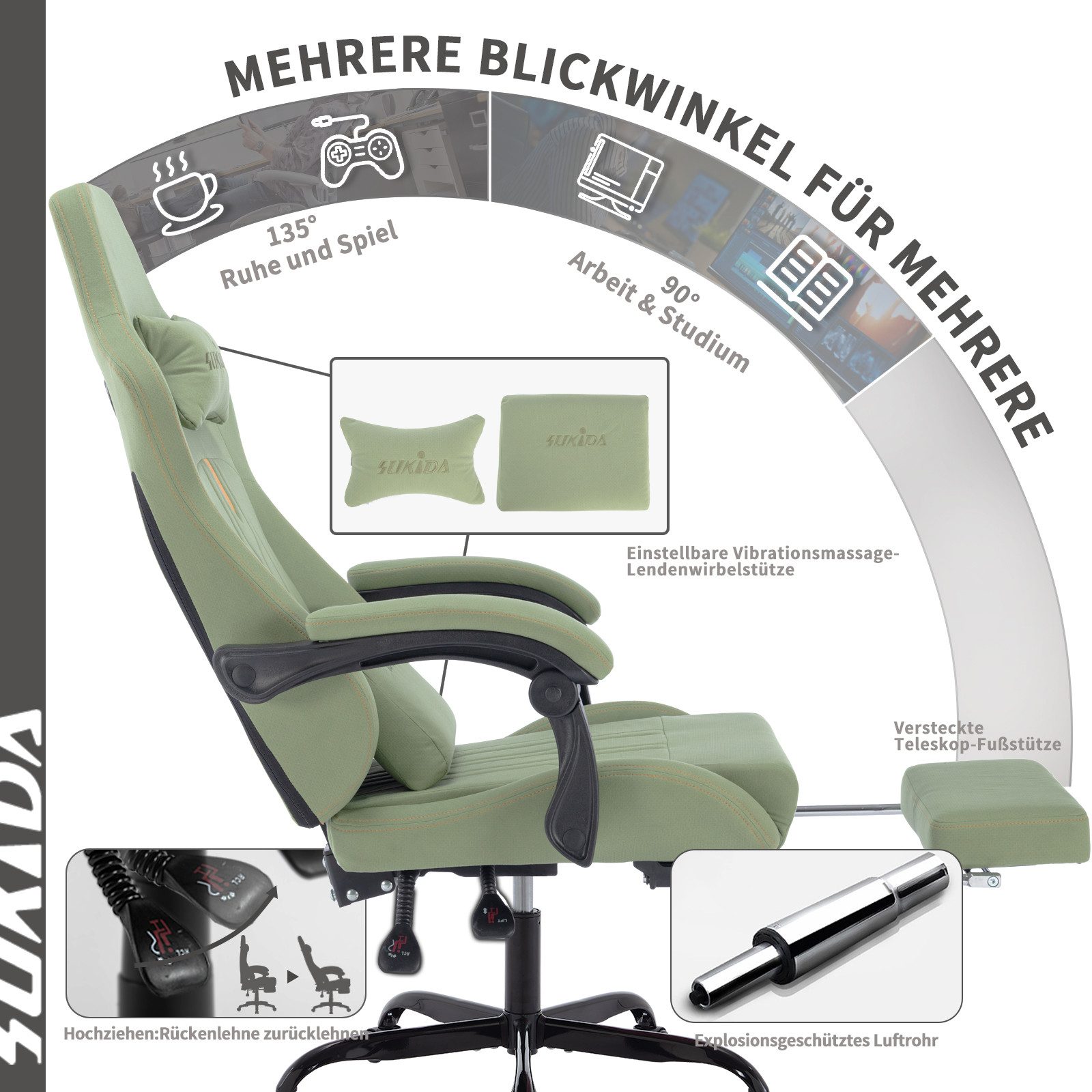 MC Star Gaming-Stuhl Computerstuhl Ergonomischer Gaming günstig online kaufen