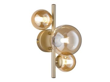 WOFI LED Wandleuchte, LED wechselbar, Warmweiß, innen, ausgefallene Bubble Lampe 4x Glas-kugel, Gold matt, Höhe 28cm