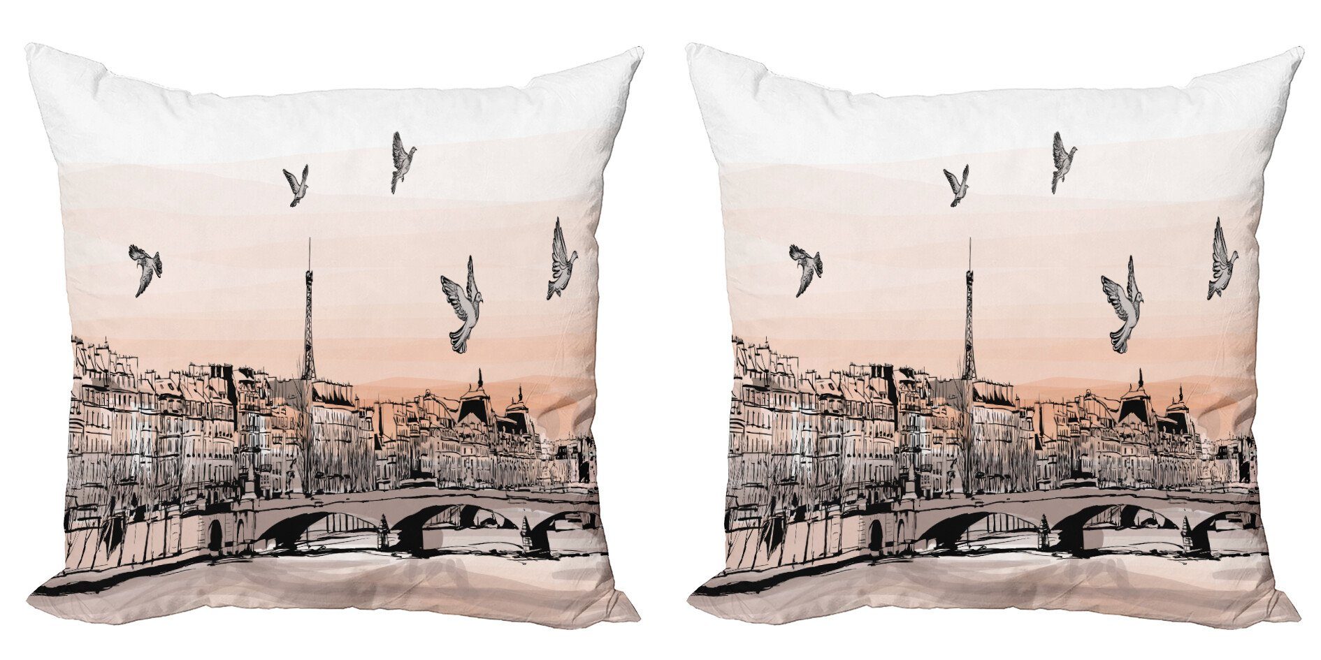 Kissenbezüge Modern Accent Doppelseitiger Digitaldruck, Abakuhaus (2 Stück), Paris Skizze des Eiffelturms