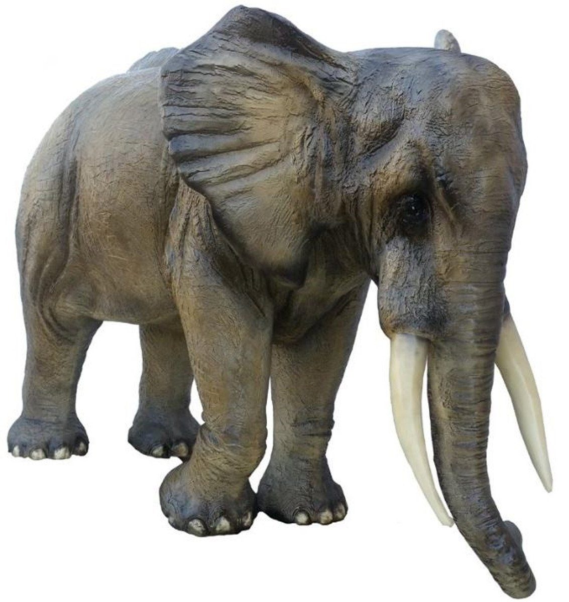 Casa Padrino Skulptur Deko Skulptur Elefant Grau / Braun 410 x 155 x H. 223 cm - Riesige Lebensgroße Gartenfigur - Gartendeko