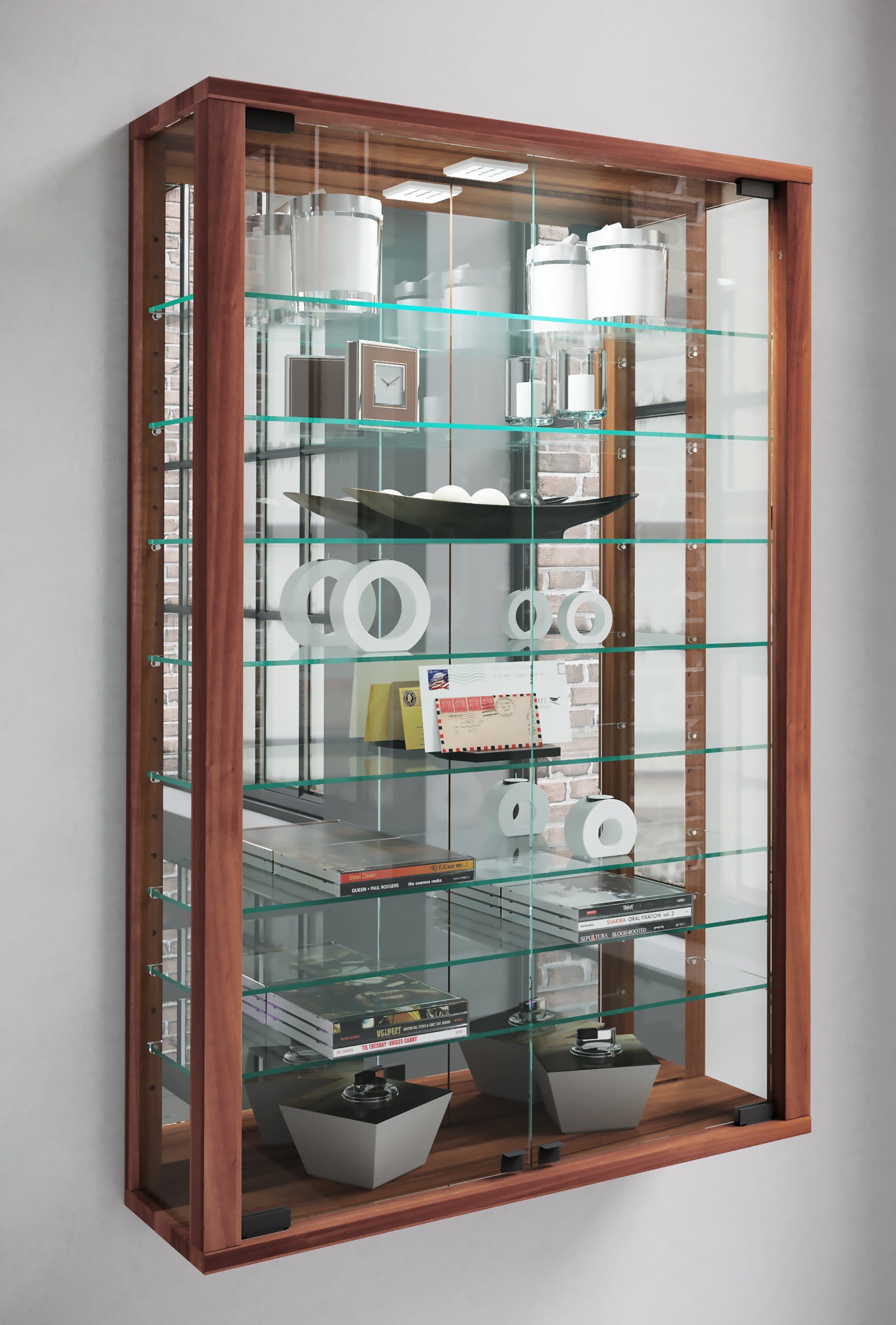 VCM Hängevitrine Wandvitrine Vitrosa mit Glastüren, Glasböden und Glasvitrine hängend, Modern und platzsparend, Glasschrank