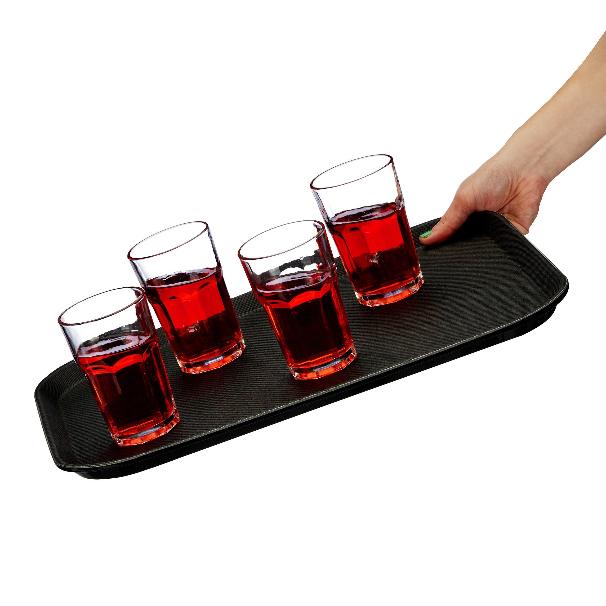 4-teiliges Serviertablett Set Aus Kunststoff – Weiß, Rechteckig Stapelbar, 43,69x34,29 Cm, Ideal Für Partys & Grillabende