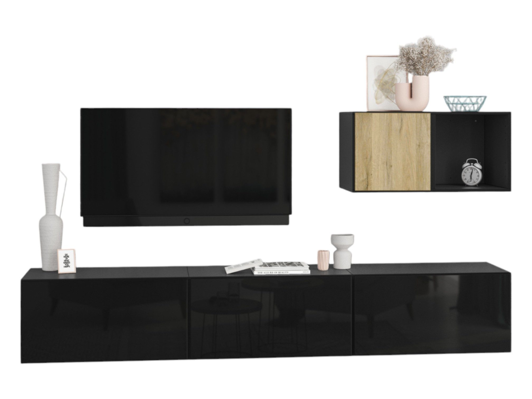 anthrazit matt / schwarz Hochglanz / Evoke Eiche