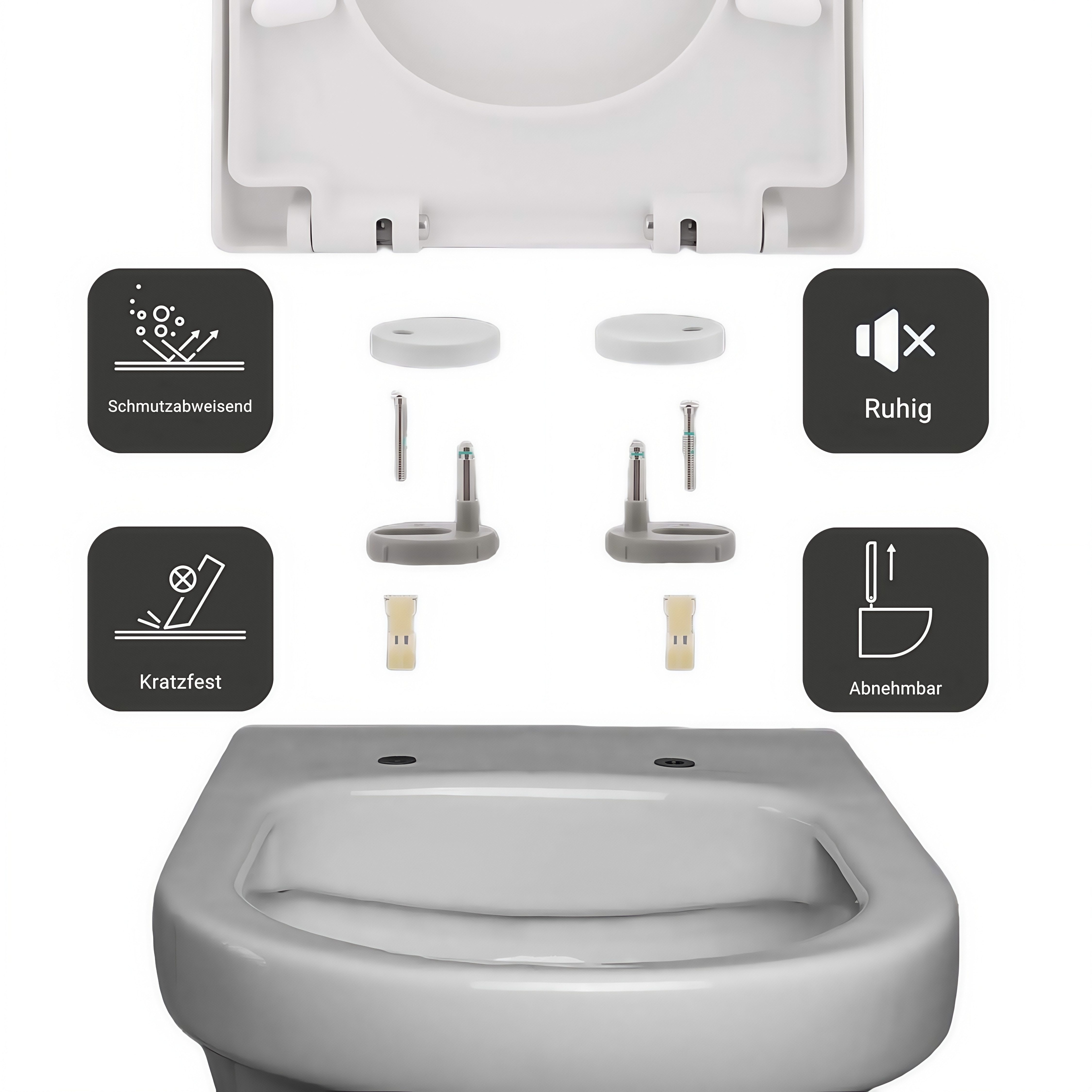 Tooluck WC-Sitz Sanftschließend in Weiß mit günstig online kaufen