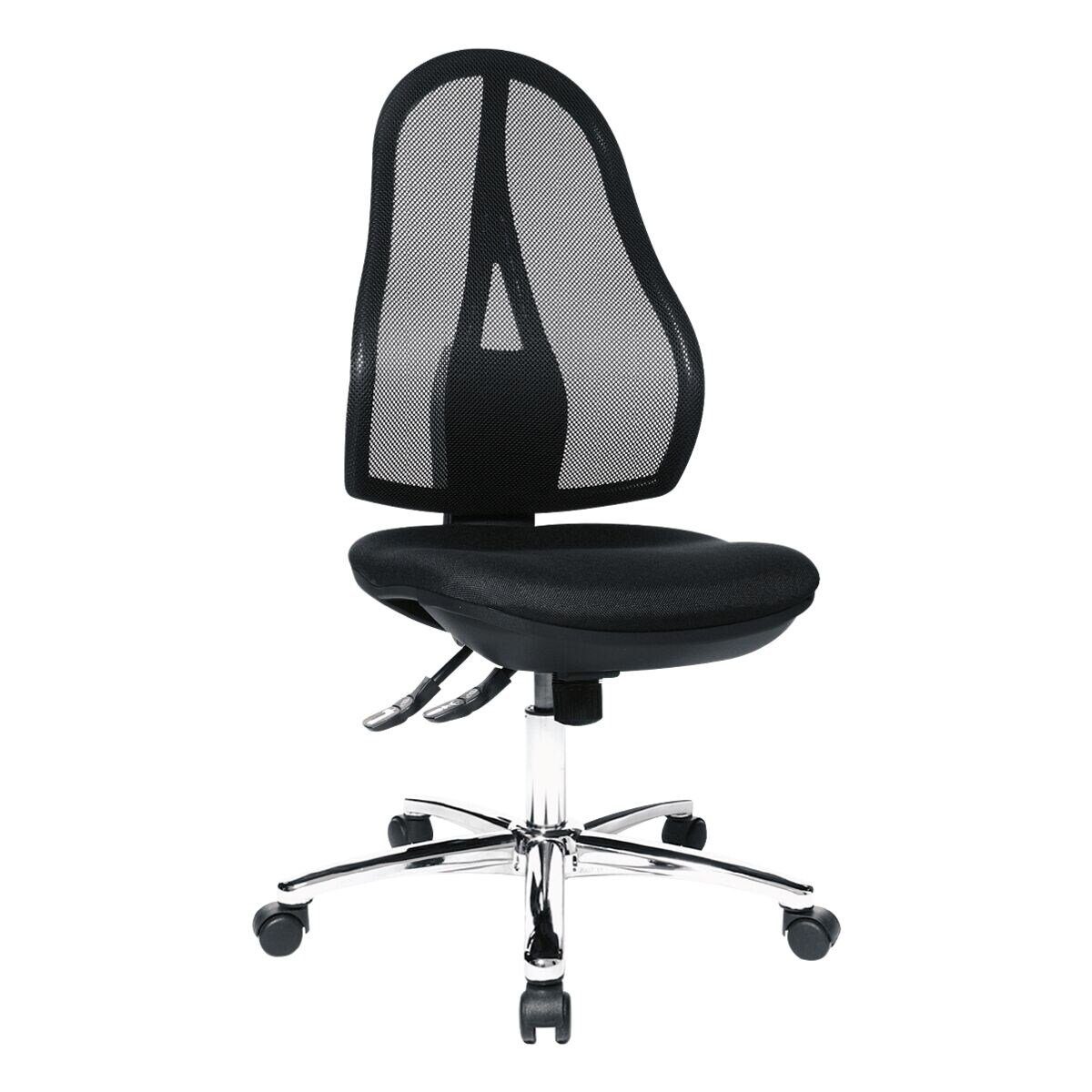 Open schwarz und SY, mit Point TOPSTAR Schreibtischstuhl Bandscheibensitz, Netzrücken (ohne Armlehnen) ergonomischem