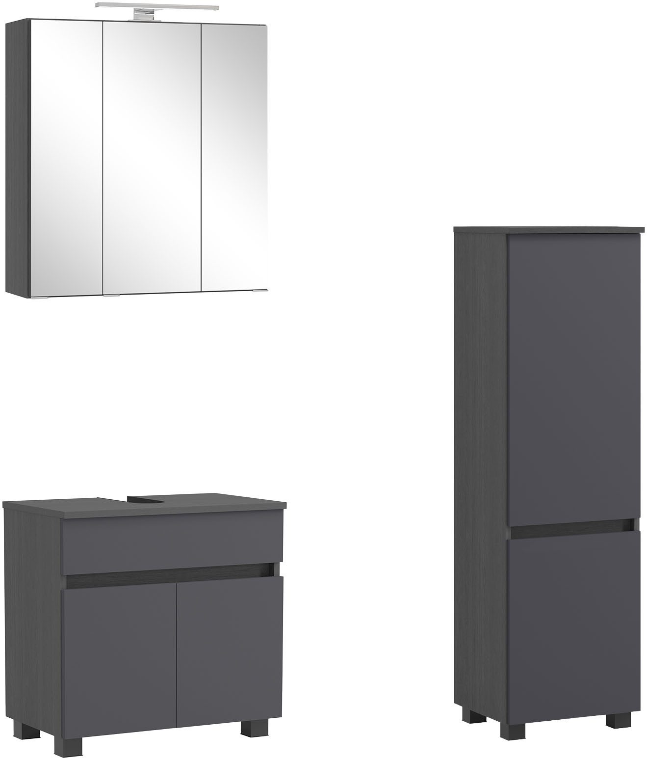 OTTO home Badmöbel-Set BOZEN, 3-tlg. Unterbecken-Set - Midischrank, (Badezimmerschrank, Badschrank, Stauraum, Badmöbel, Schrank), Umfangreicher Typenplan für viele Badlösungen, flexibel kombinierbar