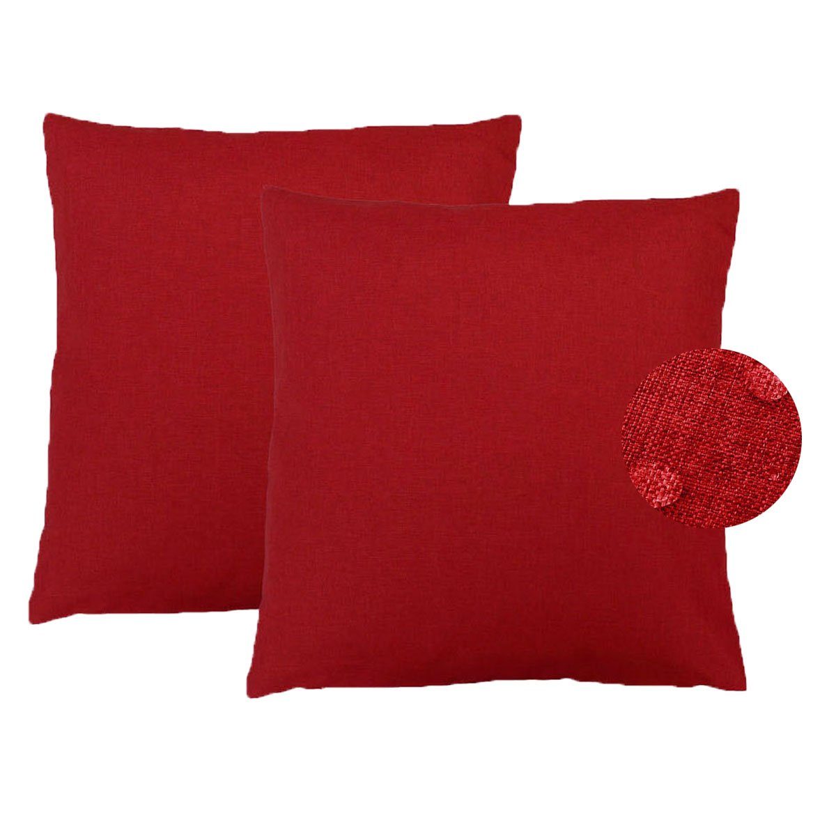 Kissenbezüge Leinen-Optik 2er Set Kissenbezug 40x40 Rot, Brilliant (2 Stück), gleichmäßiges Gewebe