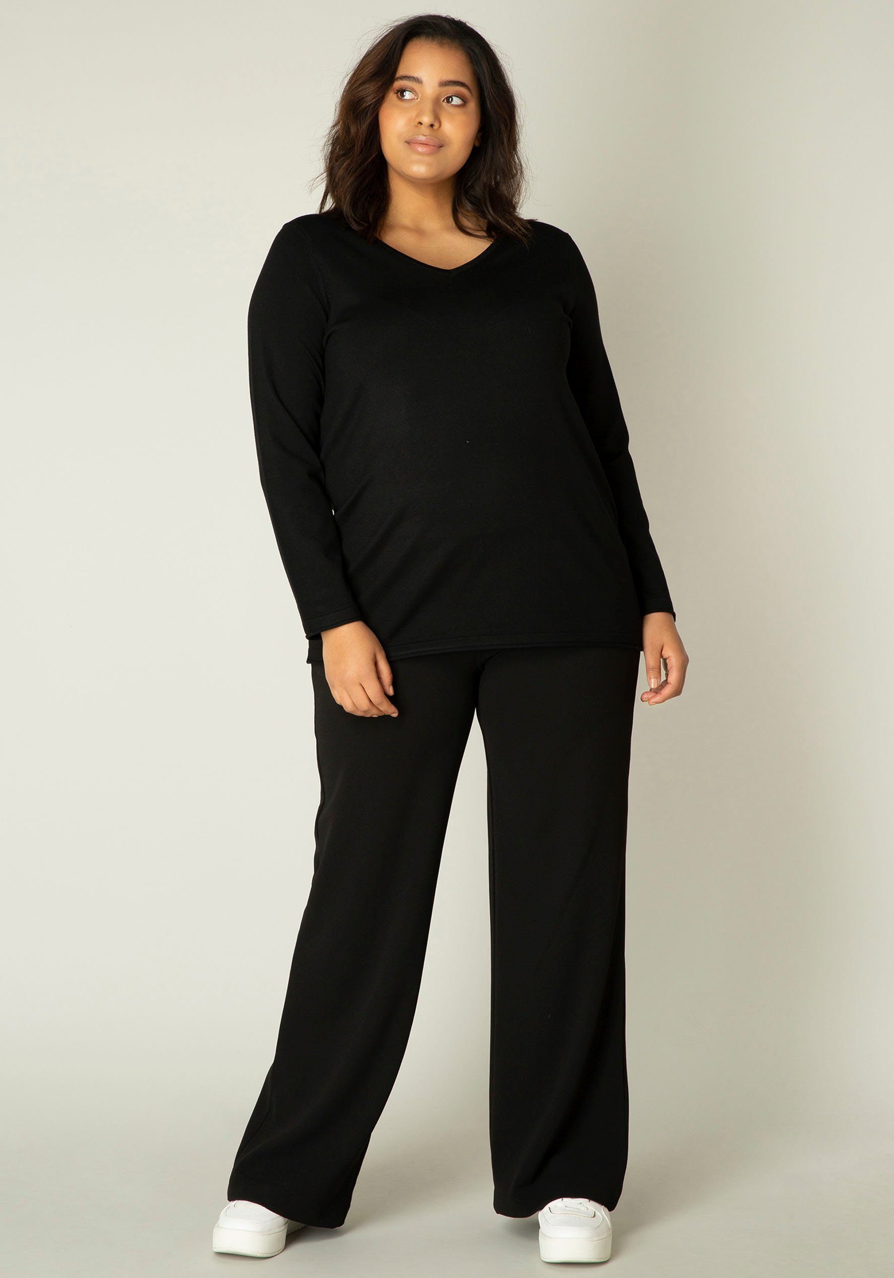 Damen Pullover Base Level Curvy V-Ausschnitt-Pullover Anine Pullover in weicher und formstabiler Qualität