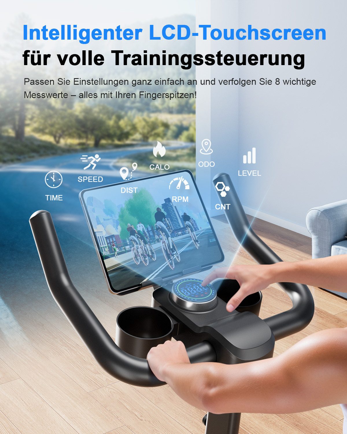 DEERRUN Heimtrainer Fahrrad, Stationärer Fahrradtrainer, Spin Bike für Home-Training (1-tlg), 32-stufig einstellbarer Magnetwiderstand, exklusive Trainings-App