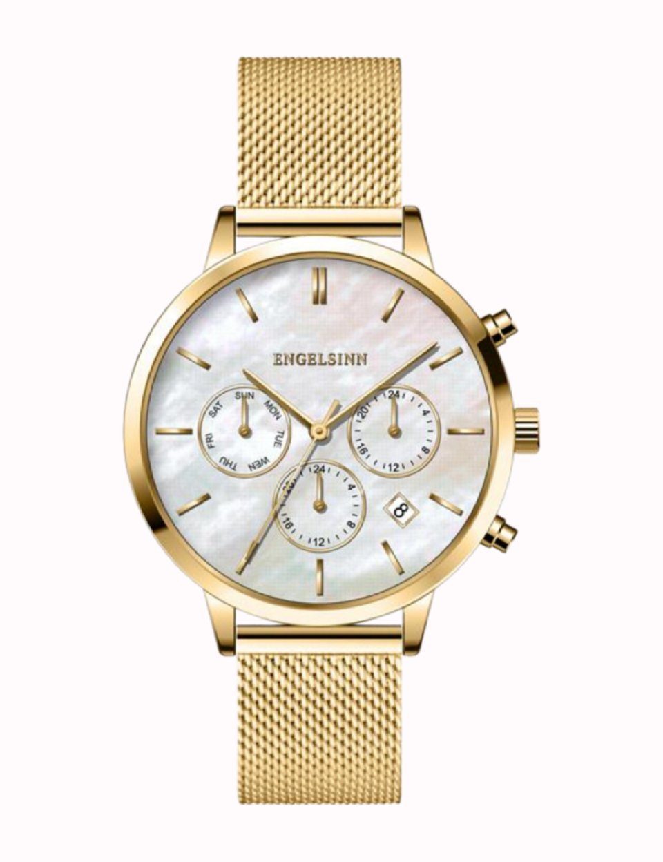inkl. Pearl Valeria Geschenbox, Edelstahl Schmuck ENGELSINN Quarzuhr Armbanduhr (1-tlg) Gold