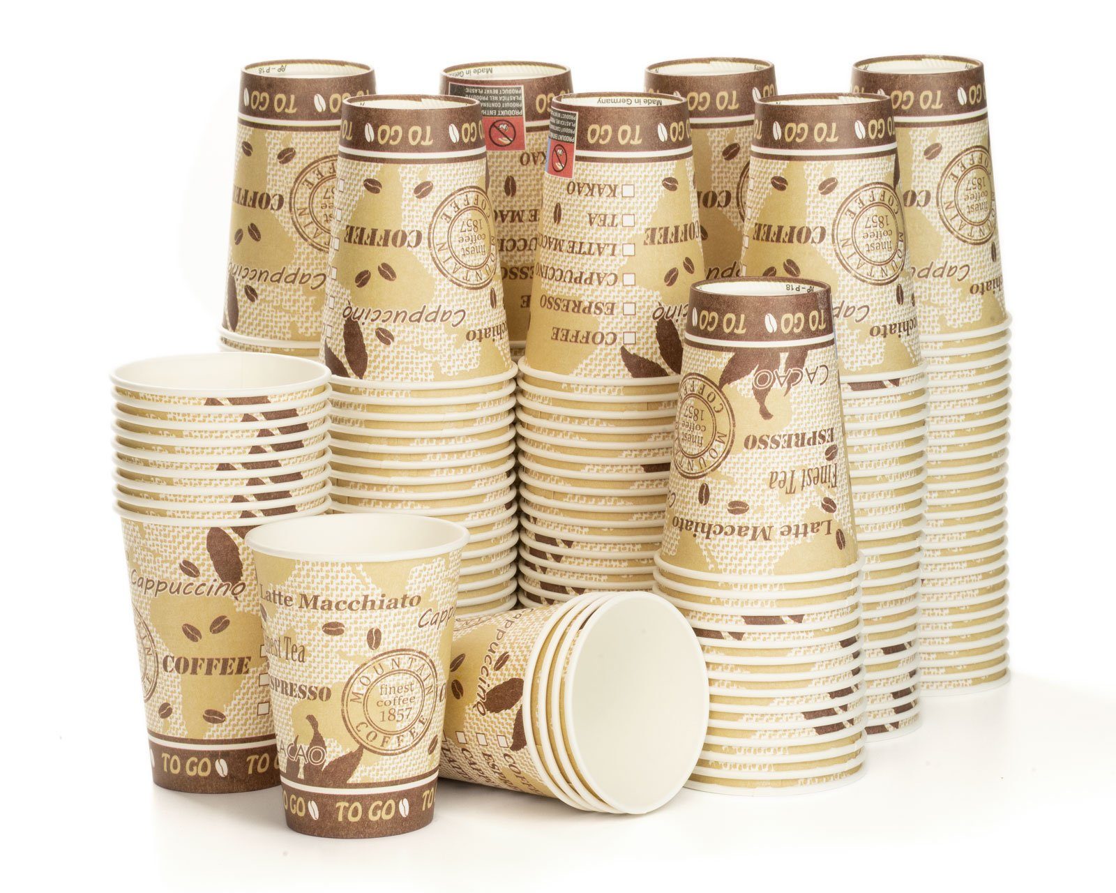 OCTOPUS Einwegbecher 200x Trinkbecher, Coffee to go Pappbecher, Kaffeebecher für 180ml, 200-tlg., Pappe