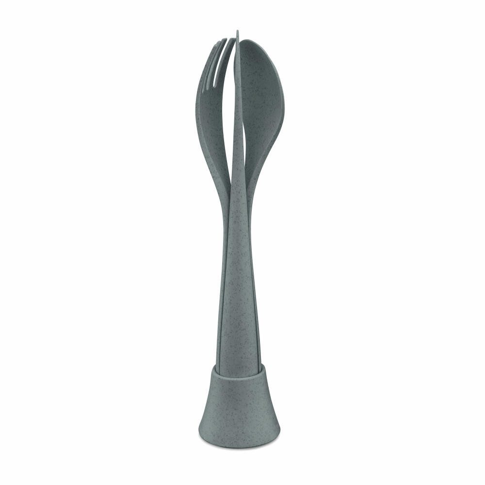 KOZIOL Besteck-Set Tulip 4-tlg. Organic Deep Grey (4-tlg), Kunststoff, recyclebar