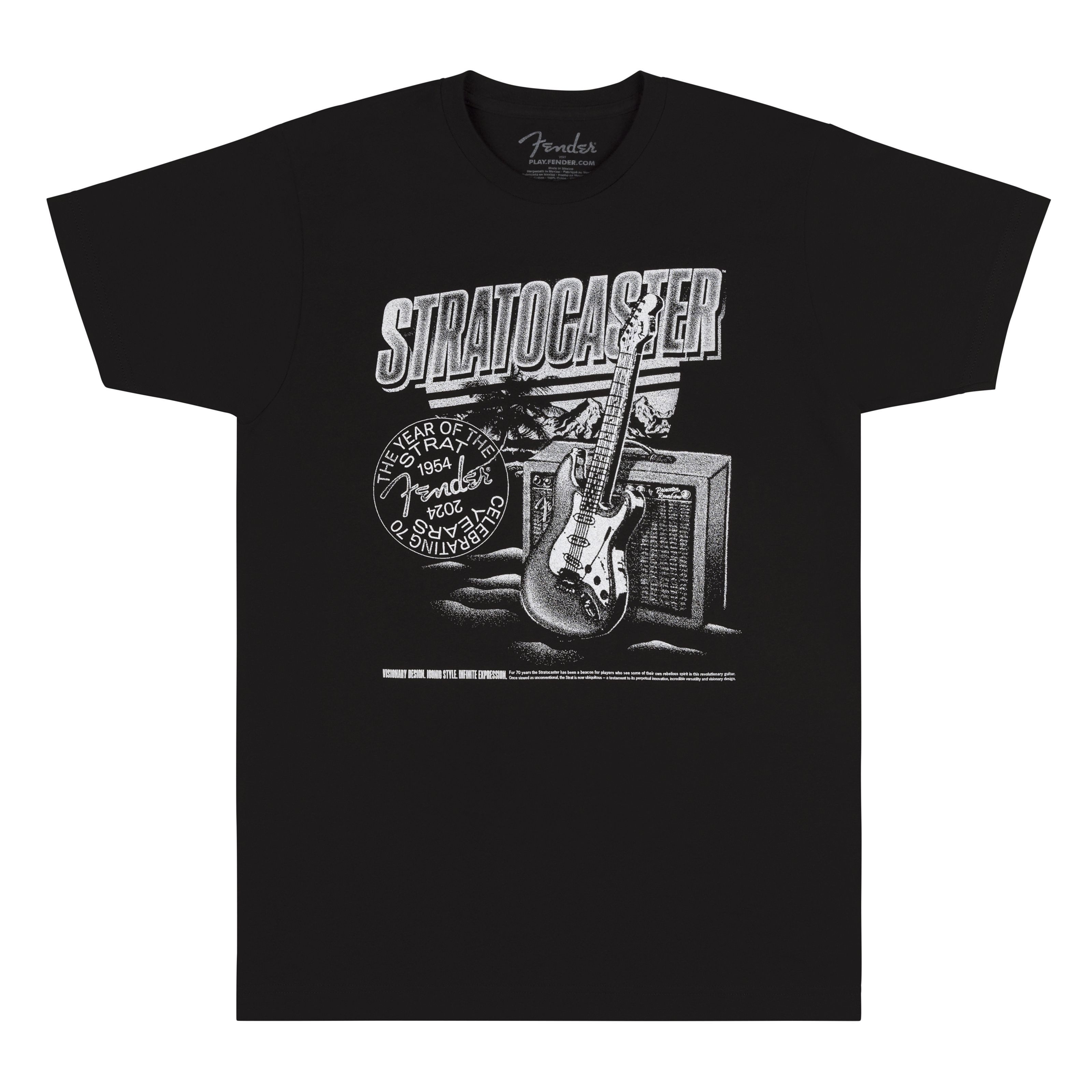 Fender T-Shirt (Textilien, T-Shirts) Stratocaster 70th Anniversary T-Shirt black M - T-Shirt
