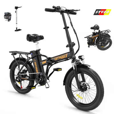 HITWAY E-Bike BK11, 7 Gang, 250W Heckmotor, 20" Damen/Herren StVZO Max 35-90km Shimano 7Gang