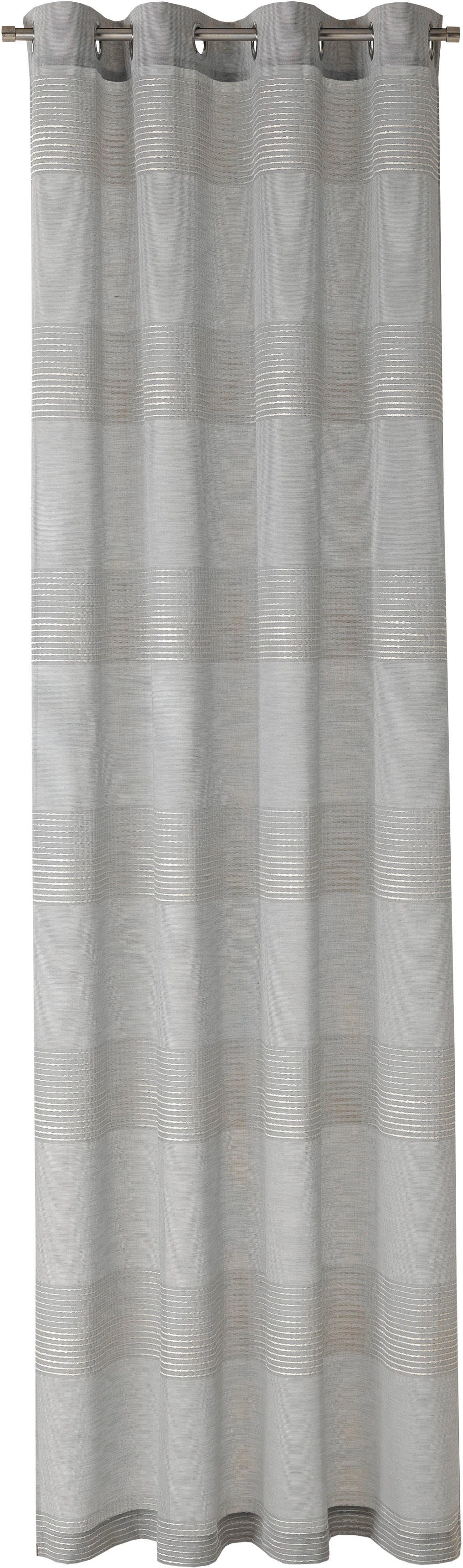 Vorhang Nepal, Neutex for you!, halbtransparent, Querstreifen grau mit Ösen Naturoptik St), Jacquard, (1
