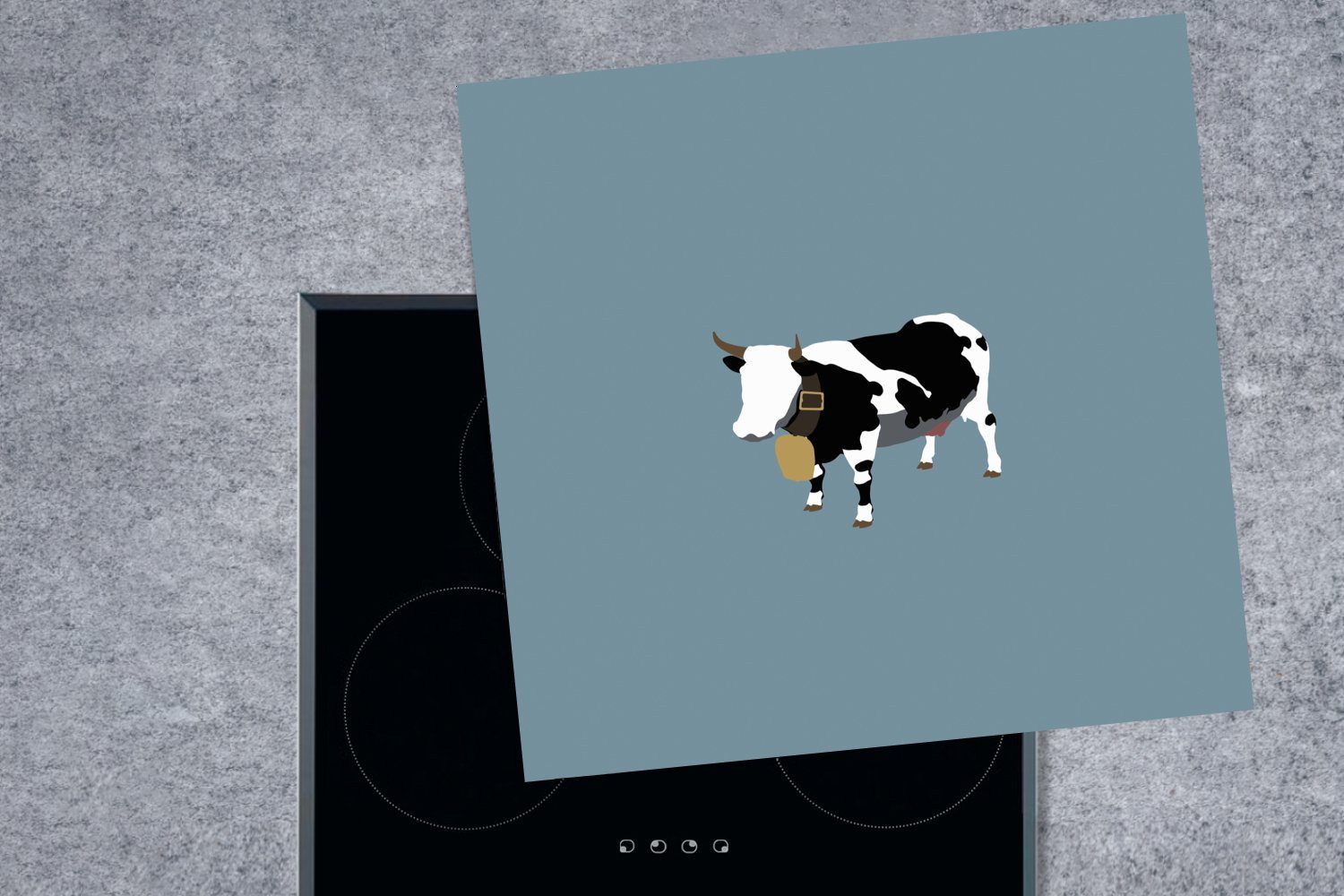 MuchoWow Herdblende-/Abdeckplatte Einfache Illustration 78x78 Arbeitsplatte einer für küche cm, tlg), Ceranfeldabdeckung, (1 Vinyl, Kuh