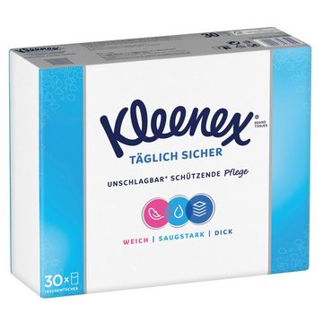 KLEENEX Papiertaschentücher Täglich Sicher Taschentücher 4-lagig, 10x30 Päckchen à 9 Tücher (Vorratspack 10 x 30 Päckchen), Taschentuch