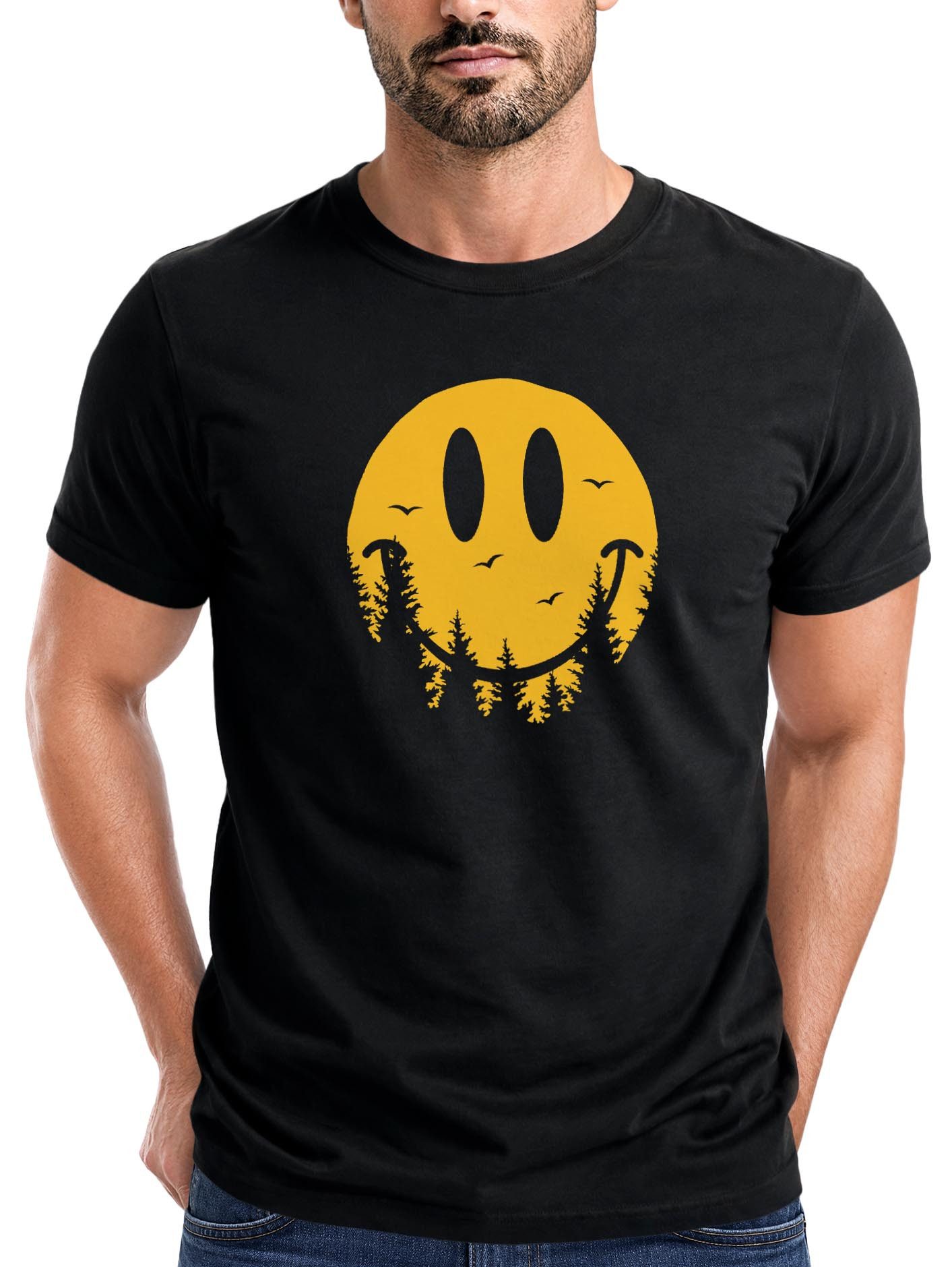 Neverless Print-Shirt Neverless® Herren T-Shirt Sommer Sonne Outdoor Motiv Lustig Smiling mit Print