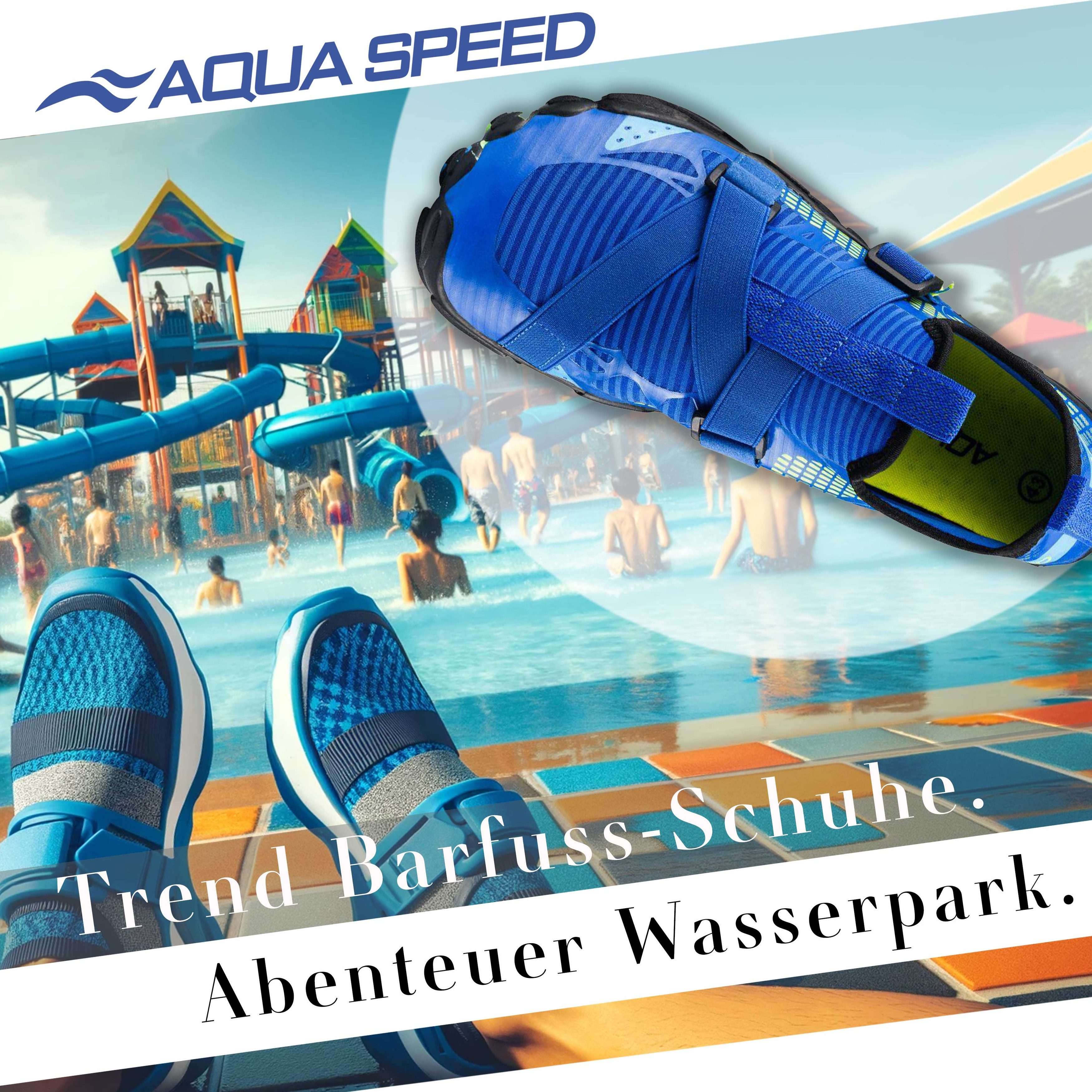 Aqua Speed LACERTO Wasserschuhe Gr. 46 – Blau/Hellblau + Handtuch Wasserschuh (Flexschuhe für Damen – angenehm bei Hitze & Nässe) Federleicht & bequem – Ideal für Urlaub & unterwegs