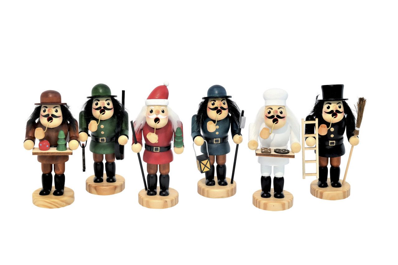 SAICO Original Räucherhaus Räuchermännchen Deko Holz 13 cm 6-fach sortiert