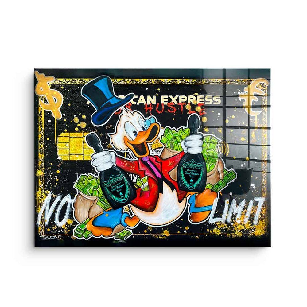 DOTCOMCANVAS® Acrylglasbild No Limit - Acrylglas, Acrylglasbild Dagobert Duck American Express No Limit comic Pop Art