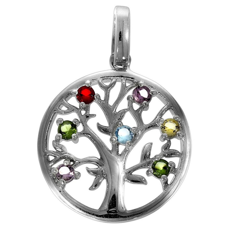Vivance Kettenanhänger 925 Sterling Silber rhodiniert Lebensbaum,  Hochwertig gefertigt aus edlen Materialien