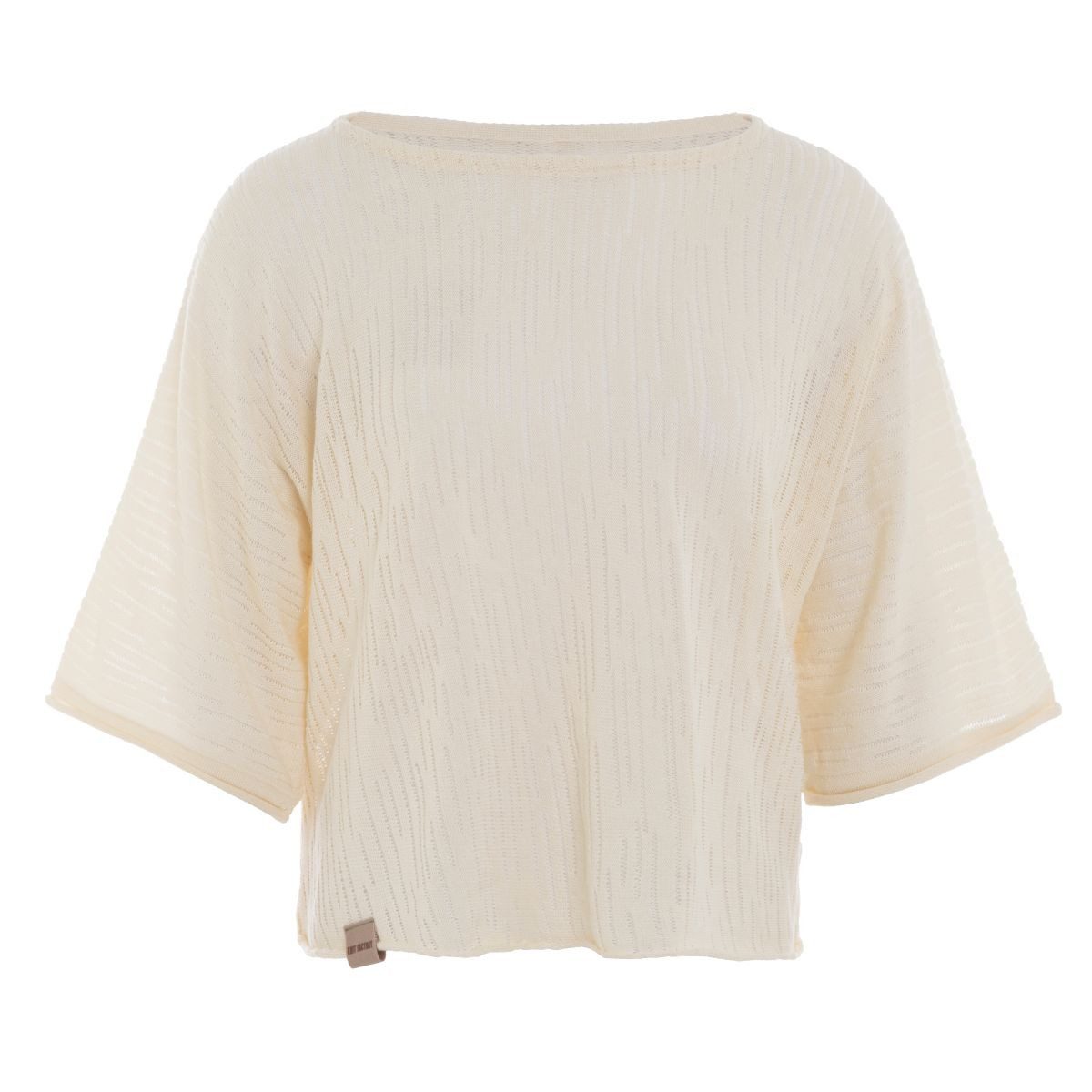 Knit Factory Strickpullover Jose Strickpullover Beige 36/42 Gestreift (Set, 1-tlg., Spar-Set) damen pullover strickpullover lang oversize sale Strick Winter herbst