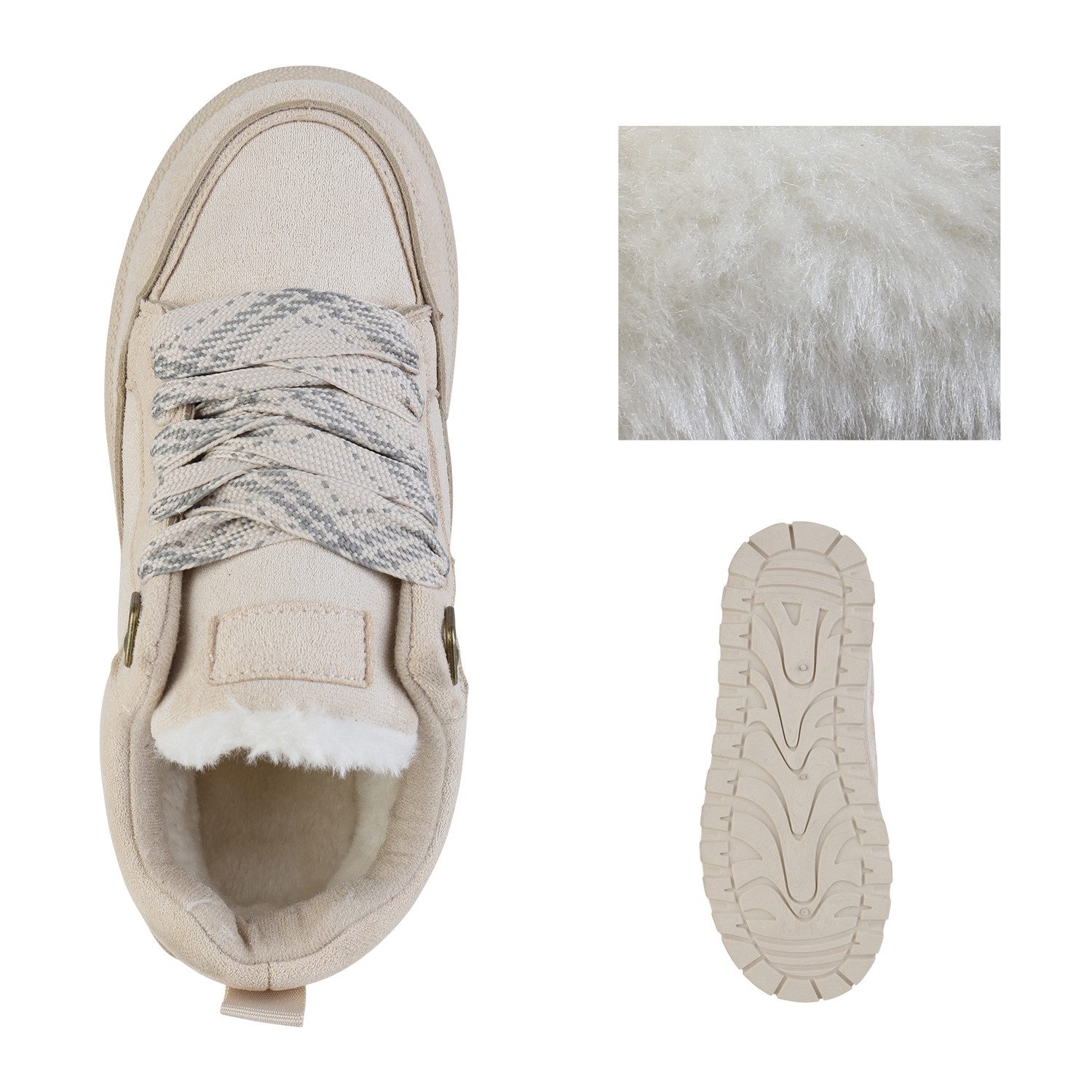 VAN HILL 841830 Sneaker Damen Warm Gefütterte Sneaker Low Bequeme Profil-Sohle