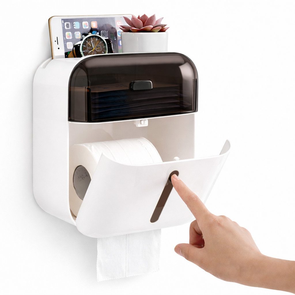 Creliv Toilettenpapierhalter 3-in-1 – Ablage, Schublade & Handyhalter