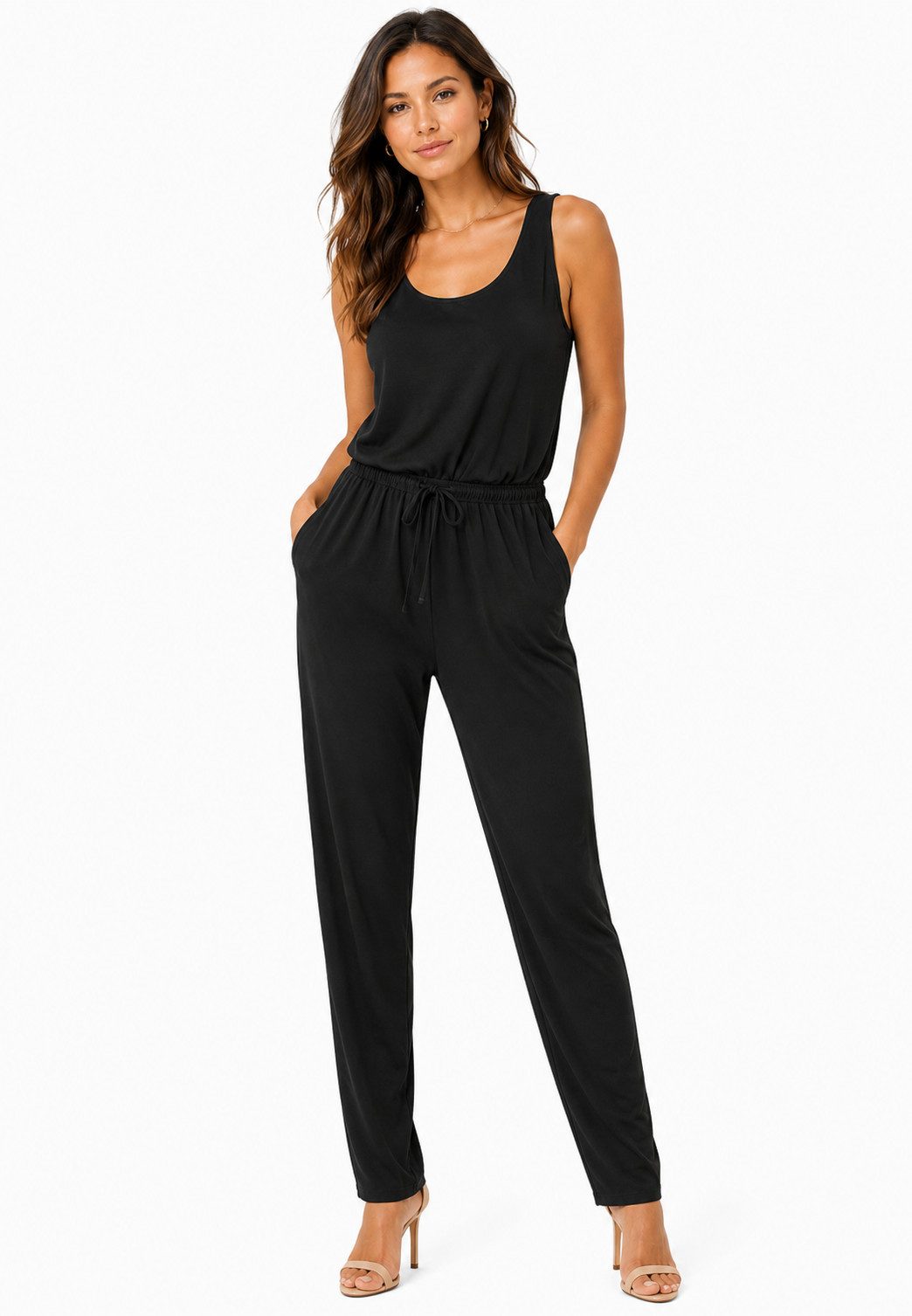 SUBLEVEL Overall Damen Overall Jumpsuit lange Hose Sommer Binde Gürtel Einteiler
