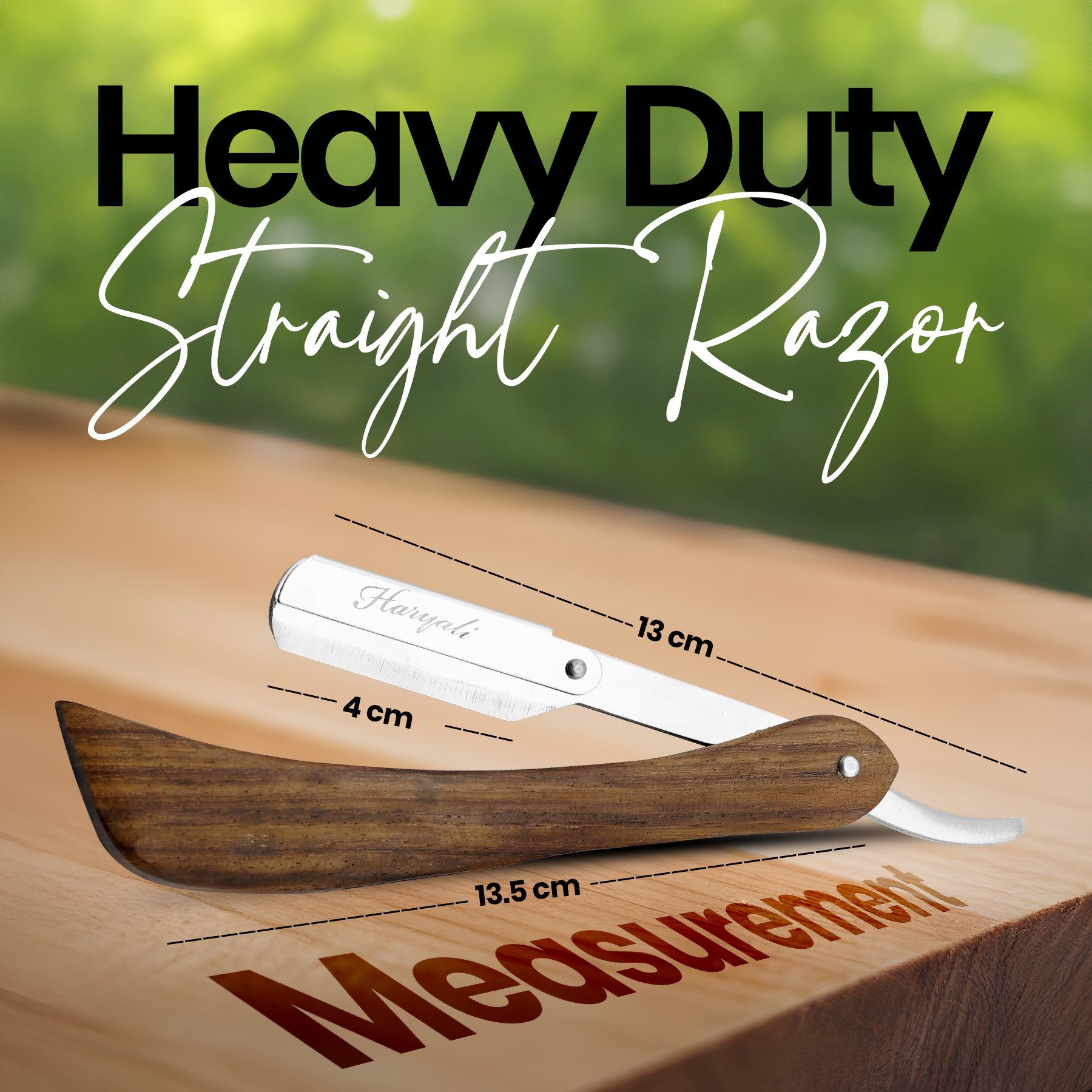 Haryali London Rasiermesser Premium Rasierer, Shavette, Holzrasierer, ergonomisch, pack, Rasierapparat mit Klinge und Holzoberfläche., Abwaschbarer, rutschfester Griff. Passend für alle Rasierklingen.