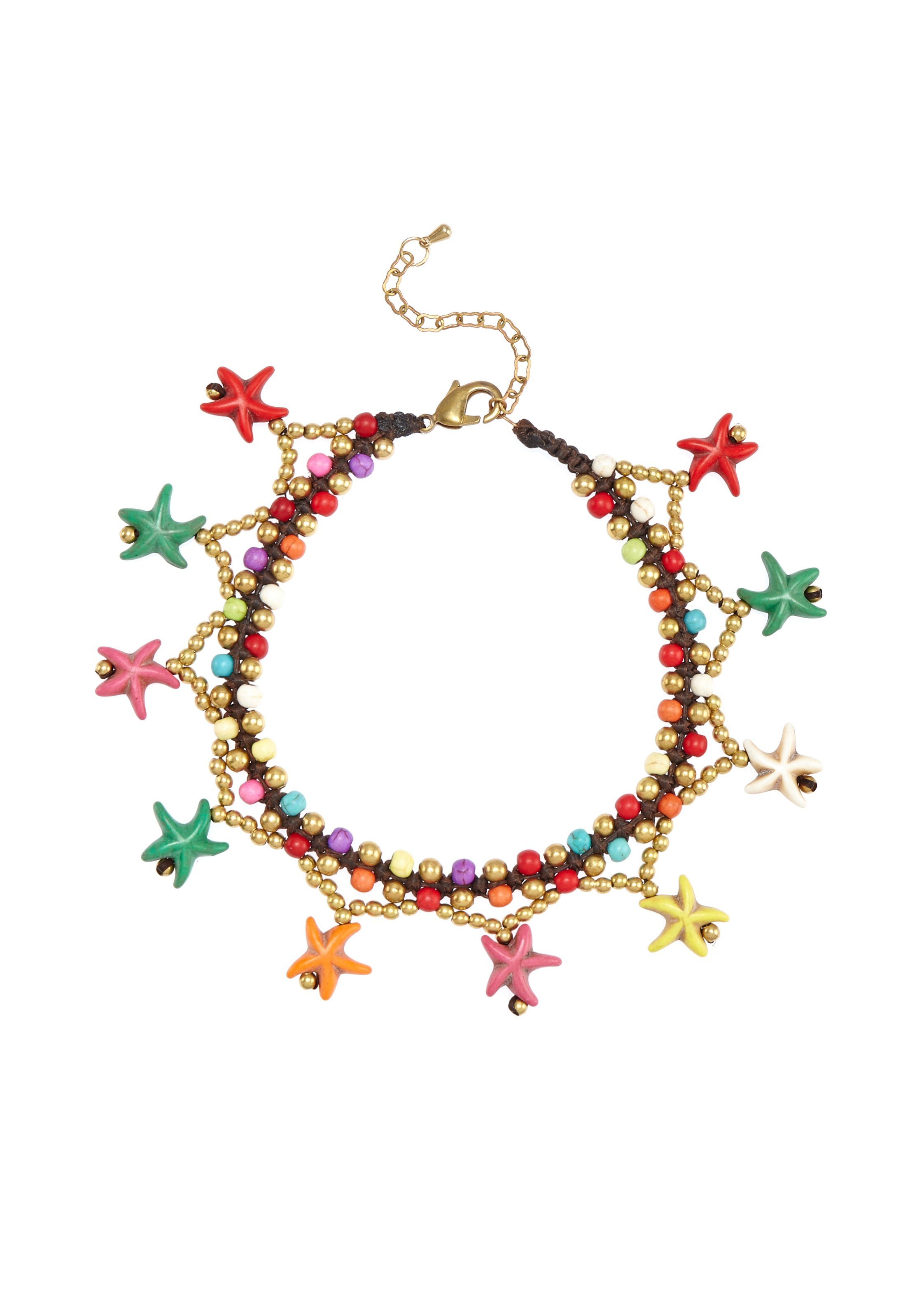 LASCANA Fußkette mit Anhänger fröhliche Seestern Motive, Seesternanhänger, Fußkettchen-Armband, Fußkettchen mit Anhänger
