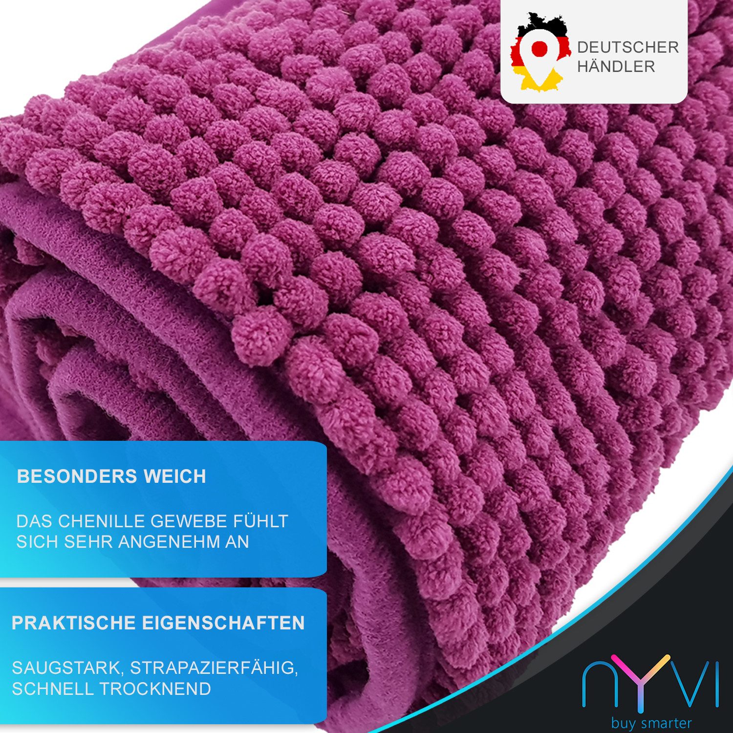 NYVI Badematte WC Vorleger NYVISpa Chenille Badvorleger, Höhe 20 mm, Polyes günstig online kaufen